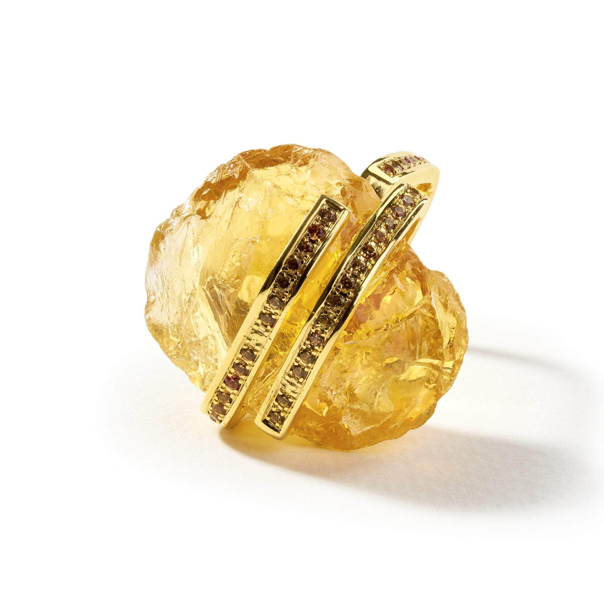 Dossion Rough Citrine and Yellow Sapphire Ring GERMAN KABIRSKI