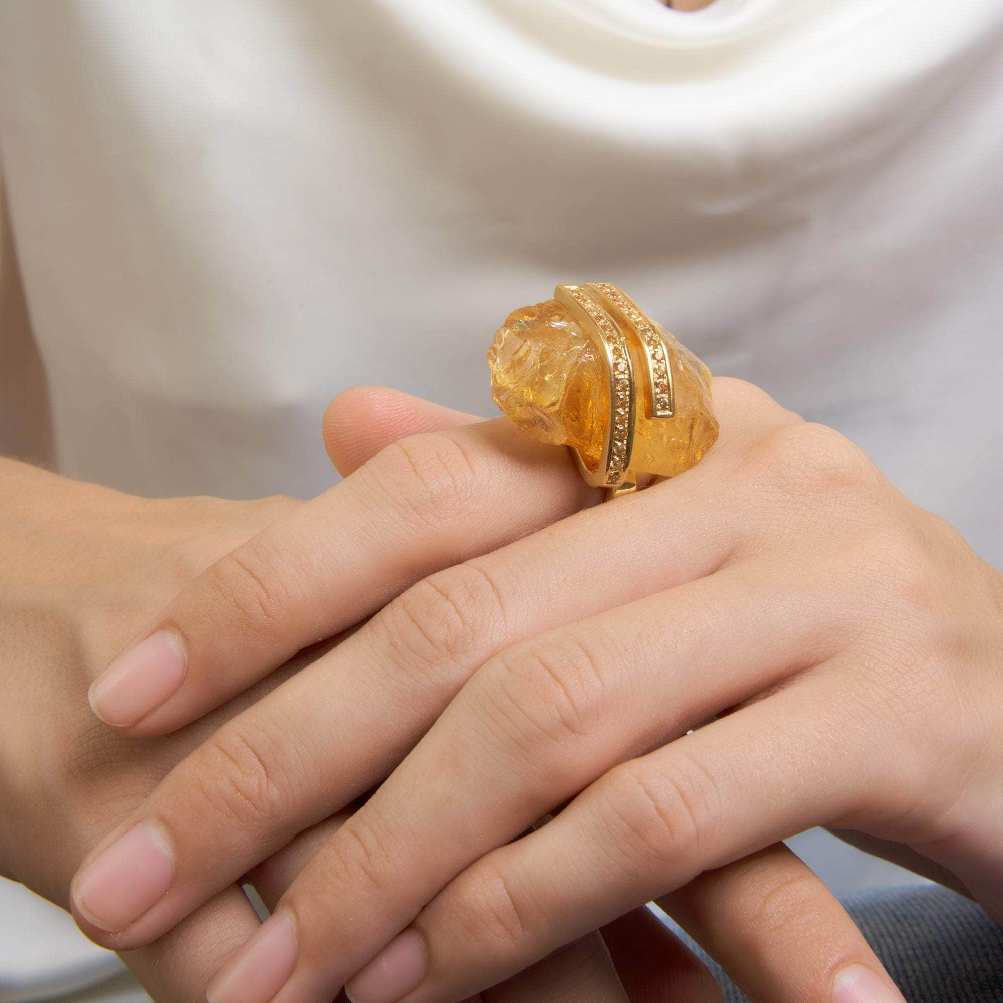 Dossion Rough Citrine and Yellow Sapphire Ring GERMAN KABIRSKI