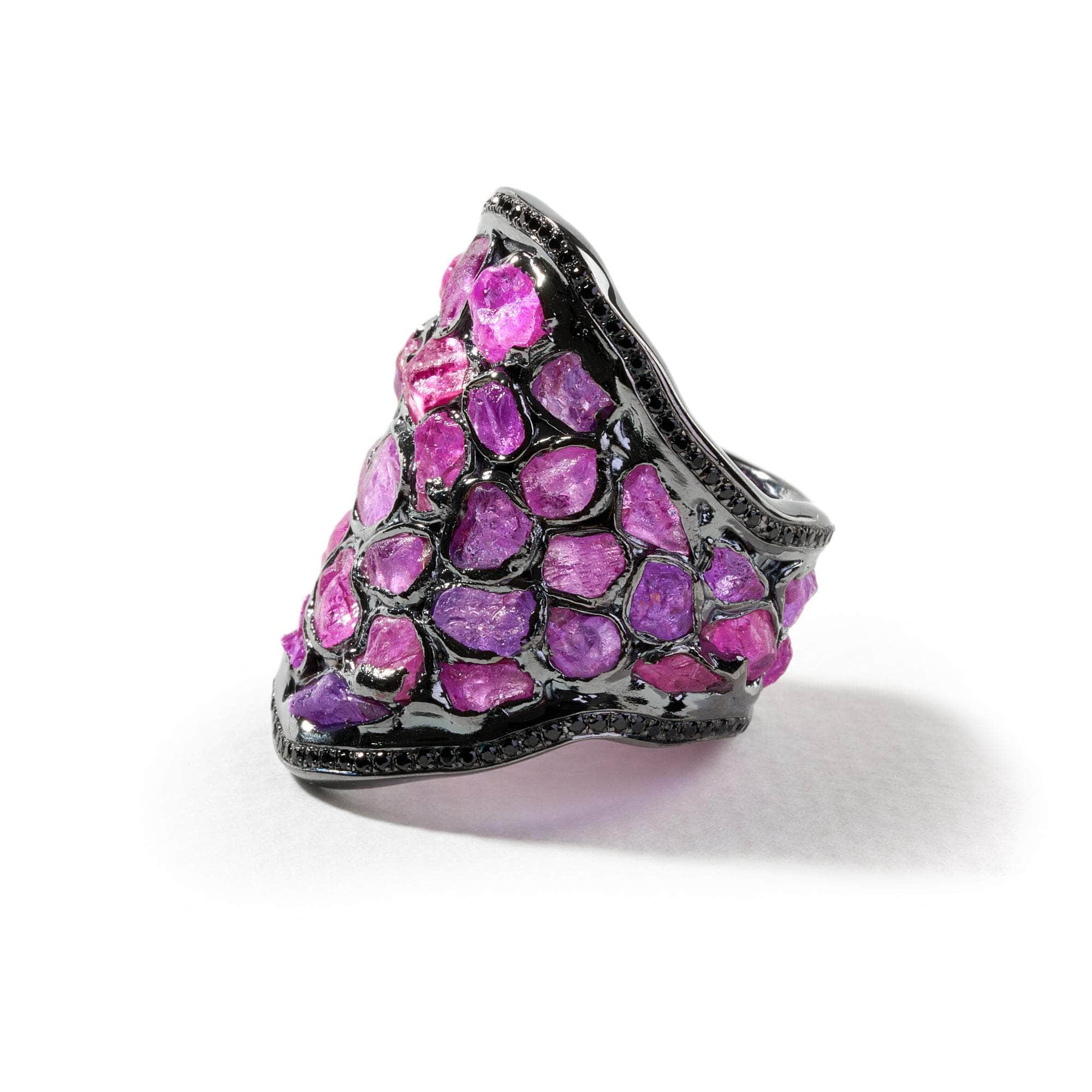 Cosm Rough Pink Sapphire and Black Spinel Ring GERMAN KABIRSKI