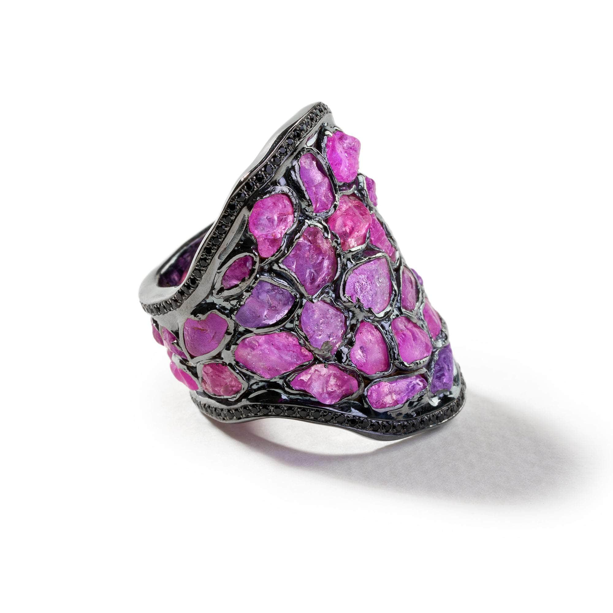 Cosm Rough Pink Sapphire and Black Spinel Ring GERMAN KABIRSKI