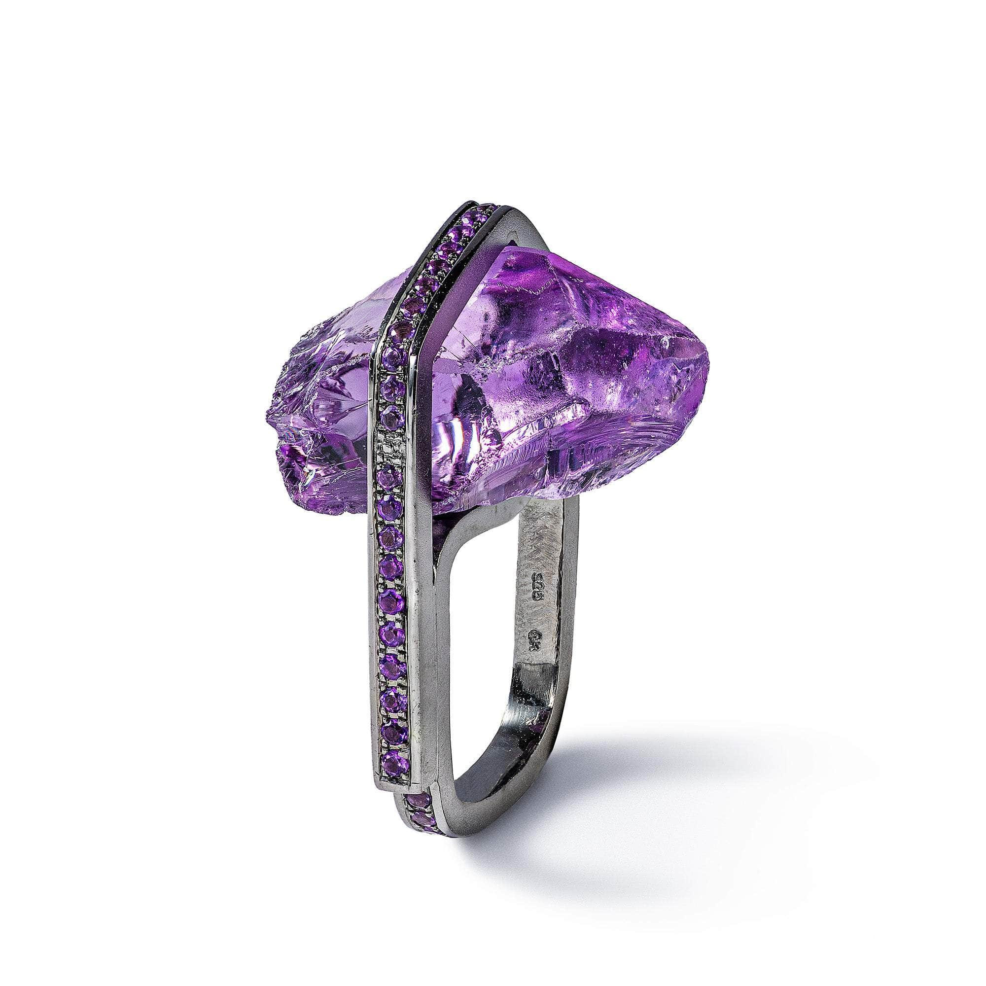 Minar Rough Amethyst and Black Spinel Ring GERMAN KABIRSKI