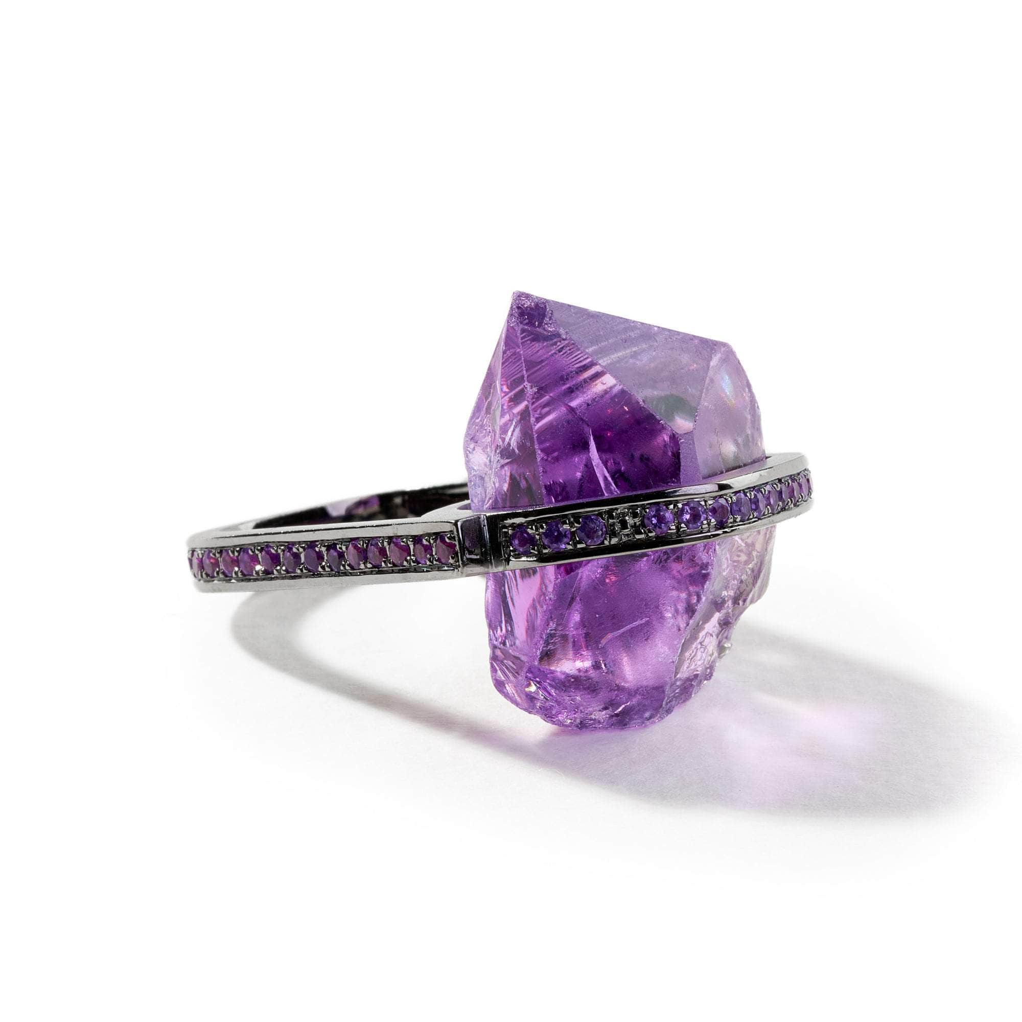 Minar Rough Amethyst and Black Spinel Ring GERMAN KABIRSKI