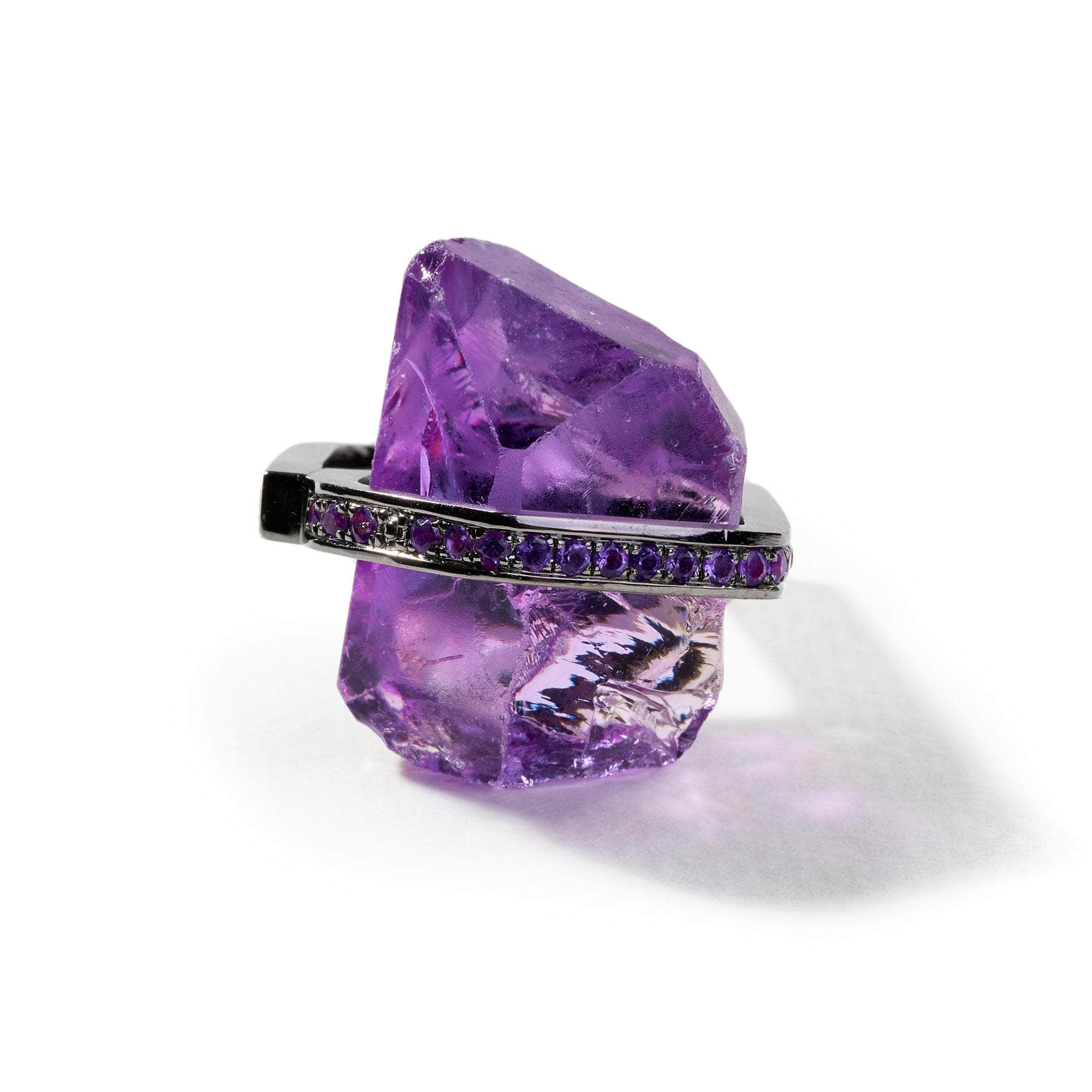 Minar Rough Amethyst and Black Spinel Ring GERMAN KABIRSKI