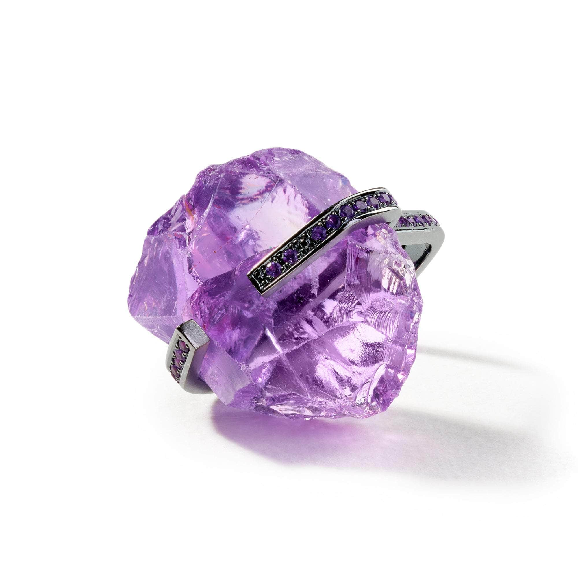 Retos Rough Amethyst and Black Spinel Ring GERMAN KABIRSKI