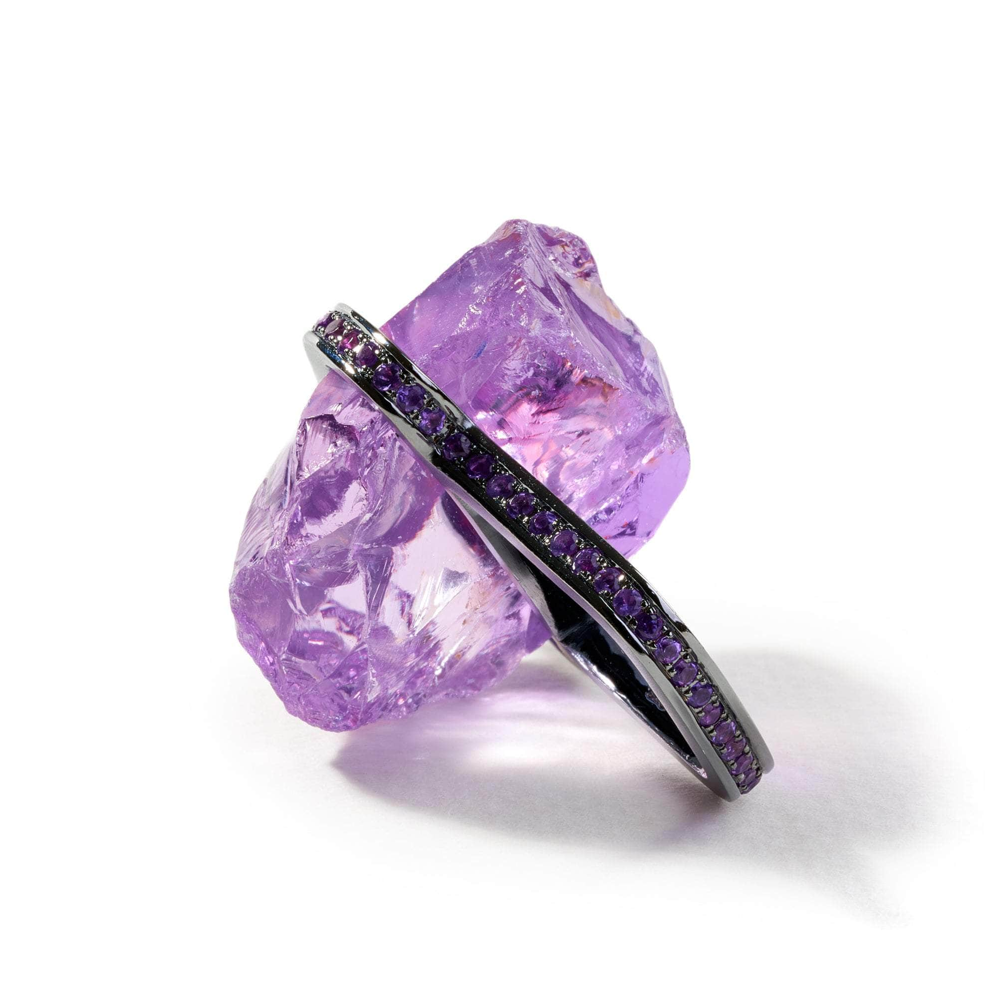 Retos Rough Amethyst and Black Spinel Ring GERMAN KABIRSKI