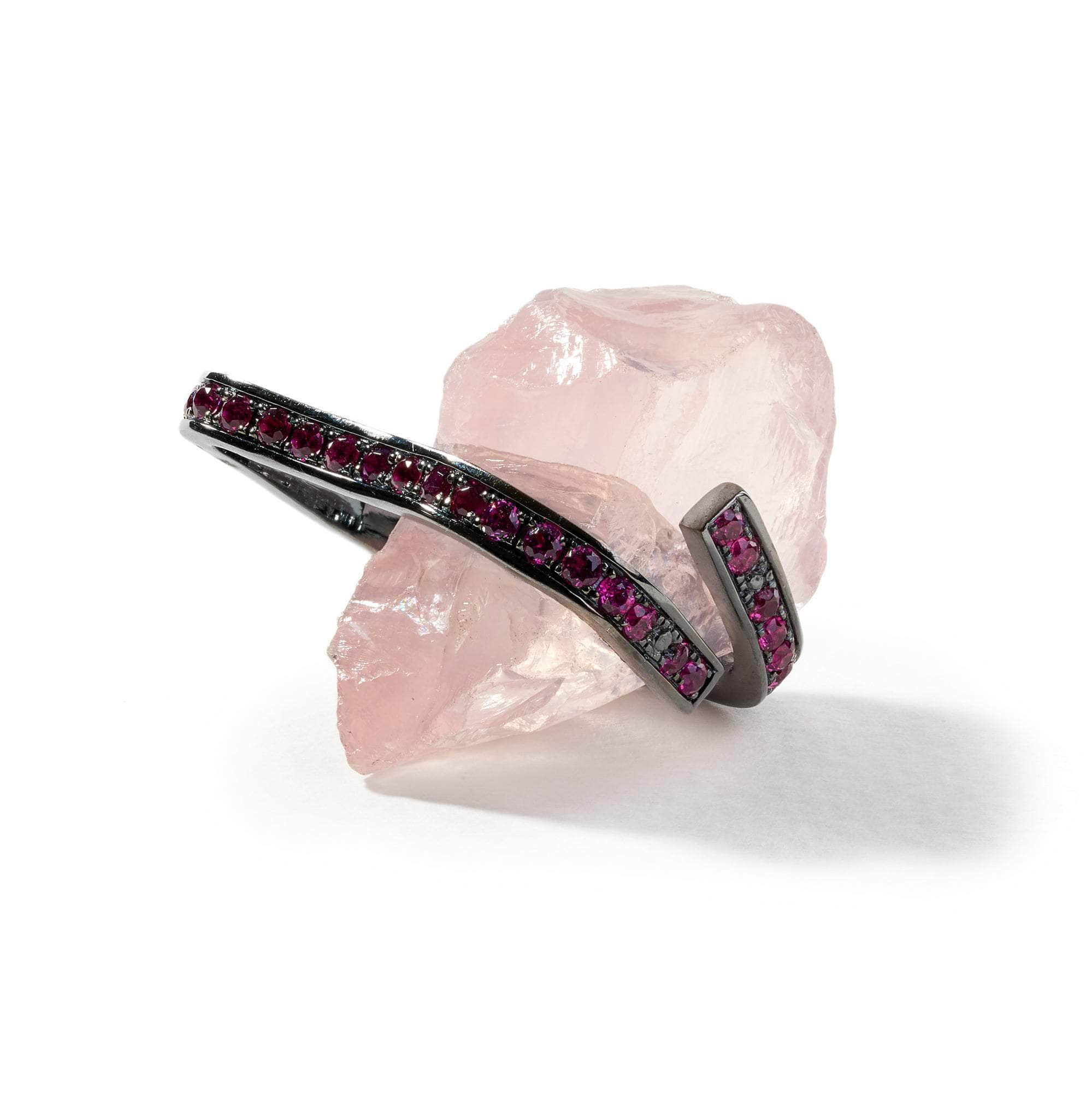 Septes Rough Rose Quartz and Rhodolite Ring GERMAN KABIRSKI