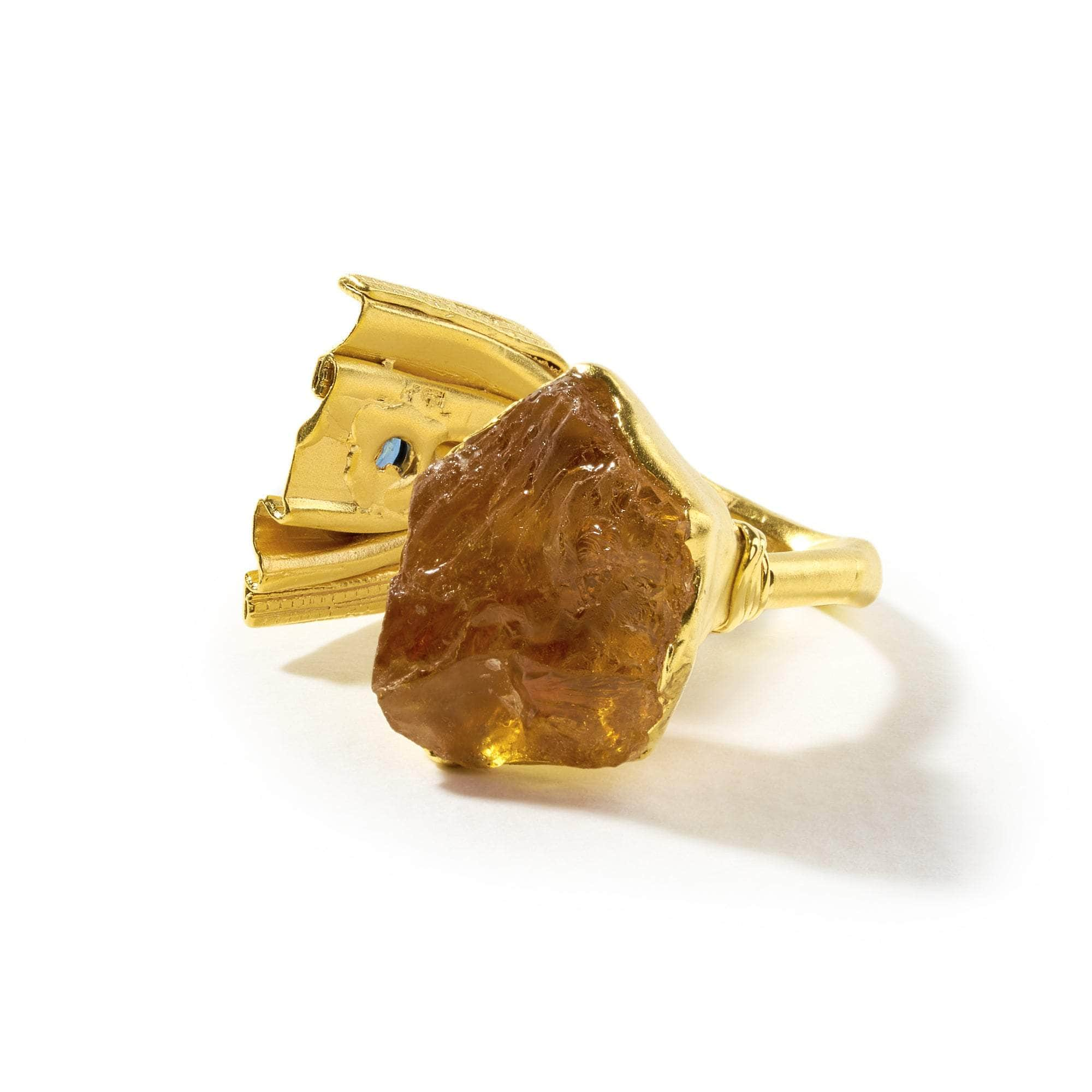 Viven Rough Citrine and Blue Sapphire Ring GERMAN KABIRSKI