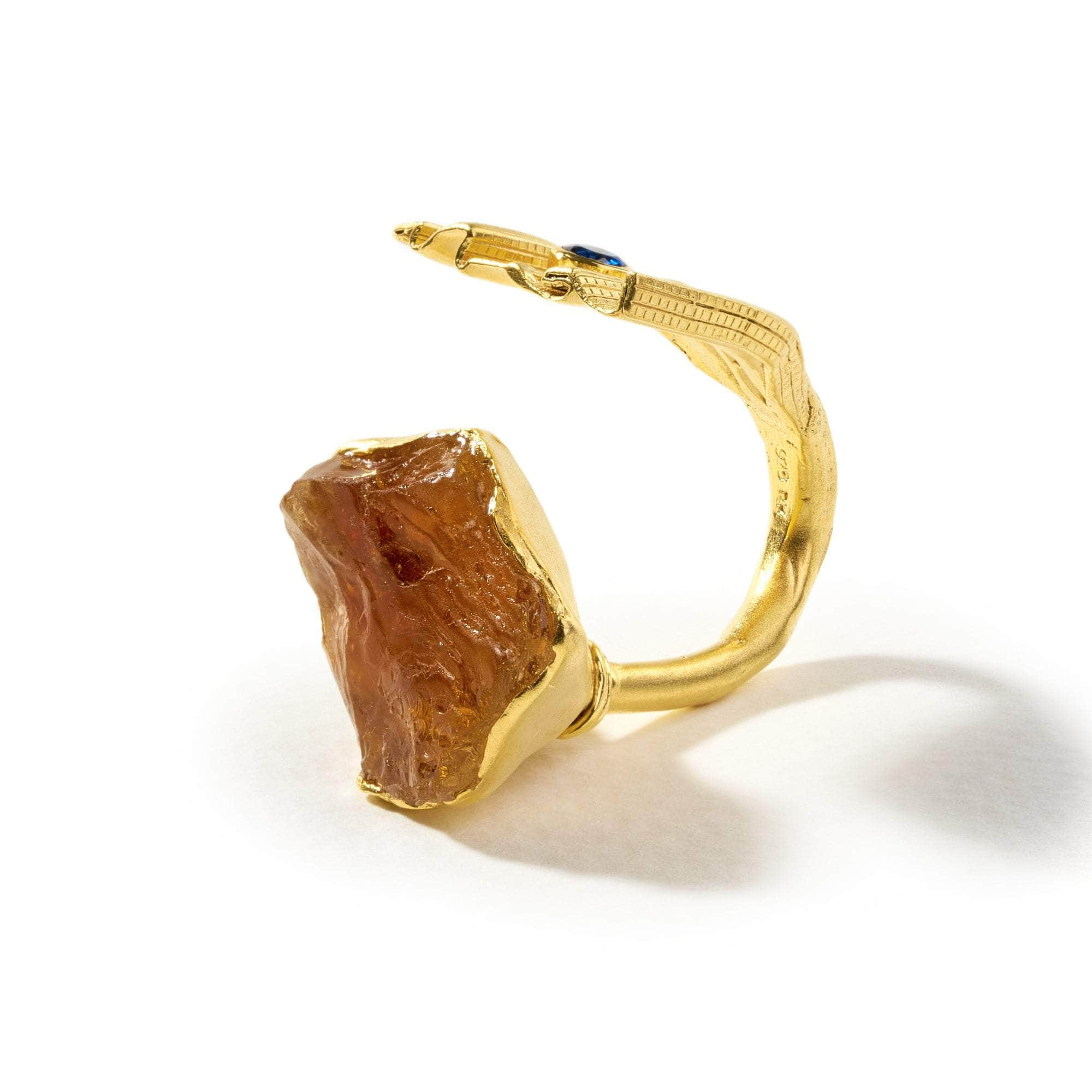 Viven Rough Citrine and Blue Sapphire Ring GERMAN KABIRSKI