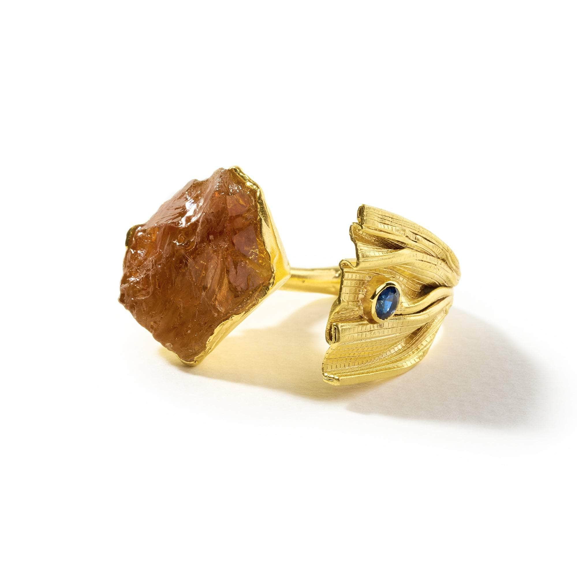 Viven Rough Citrine and Blue Sapphire Ring GERMAN KABIRSKI