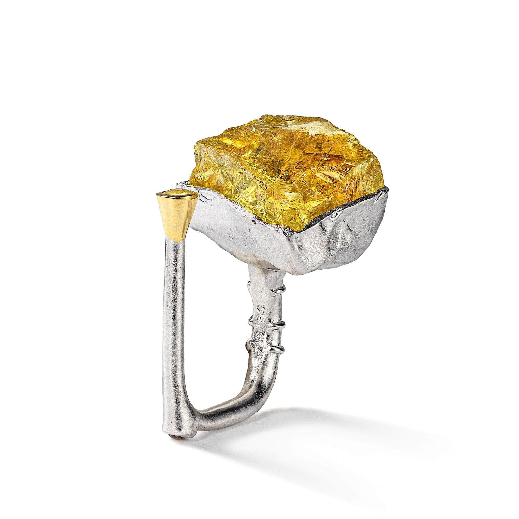 Listo Rough Lemon Quartz and Yellow Sapphire Ring GERMAN KABIRSKI