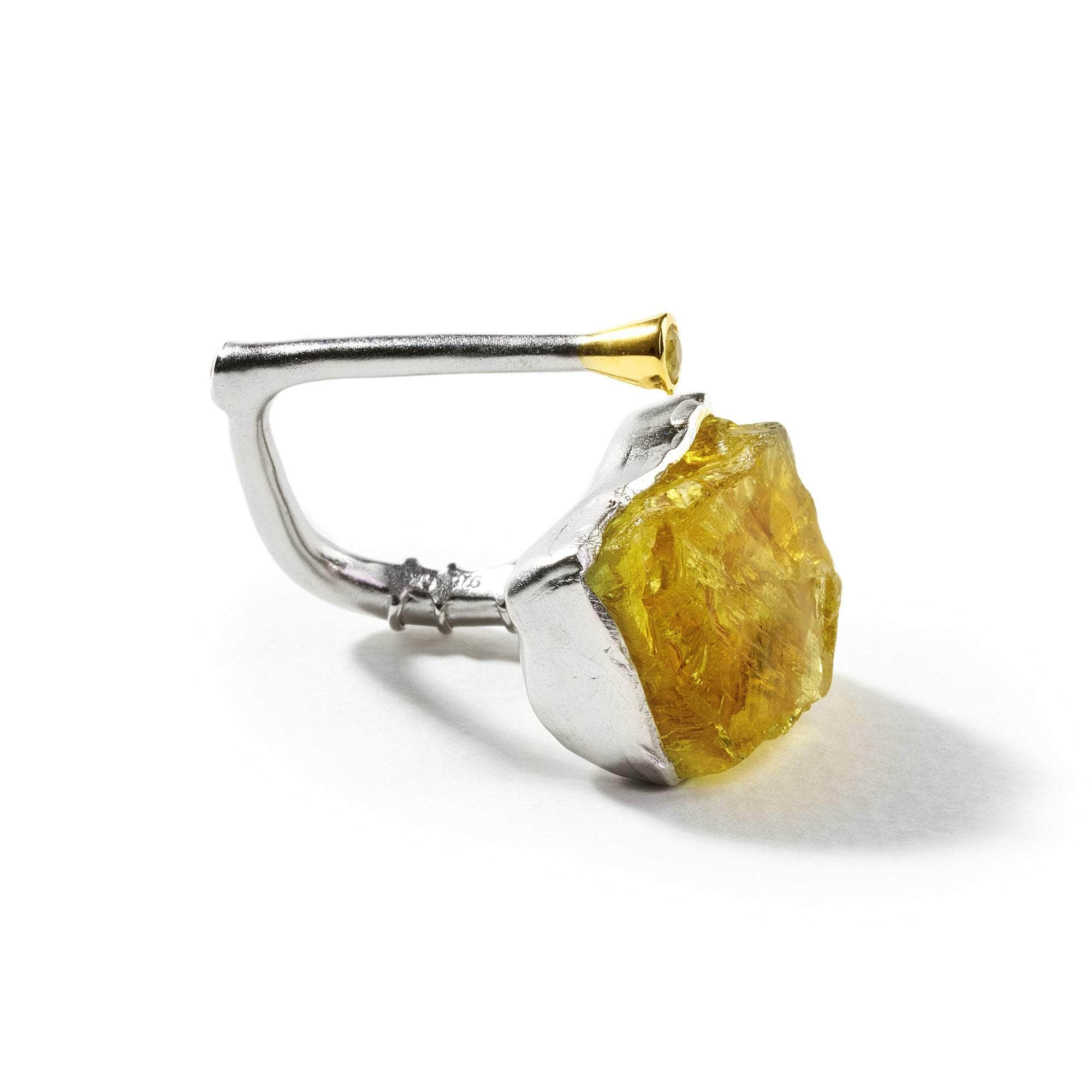 Listo Rough Lemon Quartz and Yellow Sapphire Ring GERMAN KABIRSKI