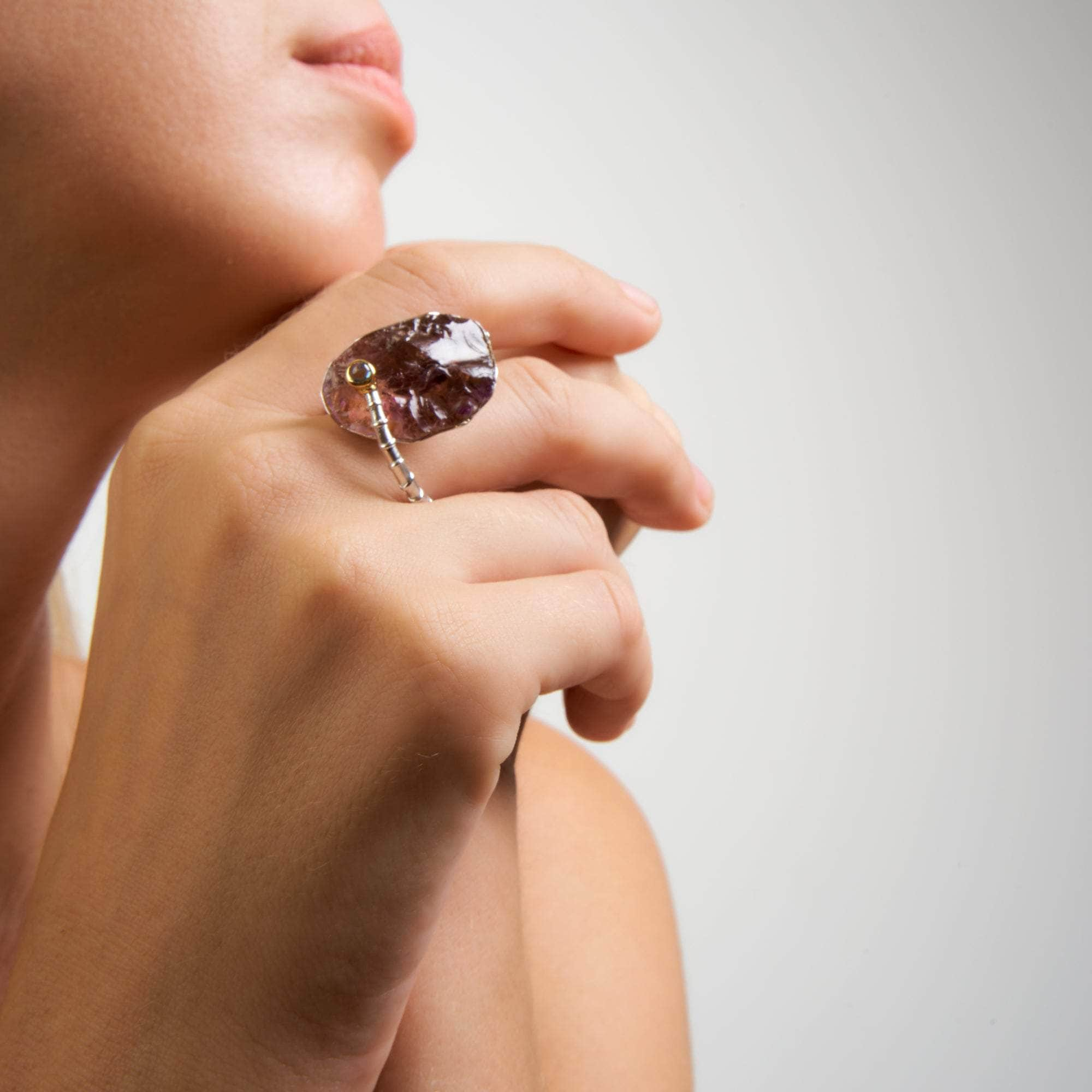 Gisell Rough Amethyst and Blue Sapphire Ring GERMAN KABIRSKI