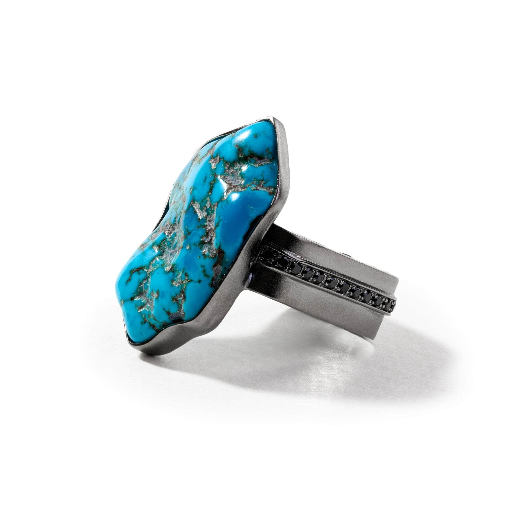 Soprano Rough Turquoise and Black Spinel Ring GERMAN KABIRSKI