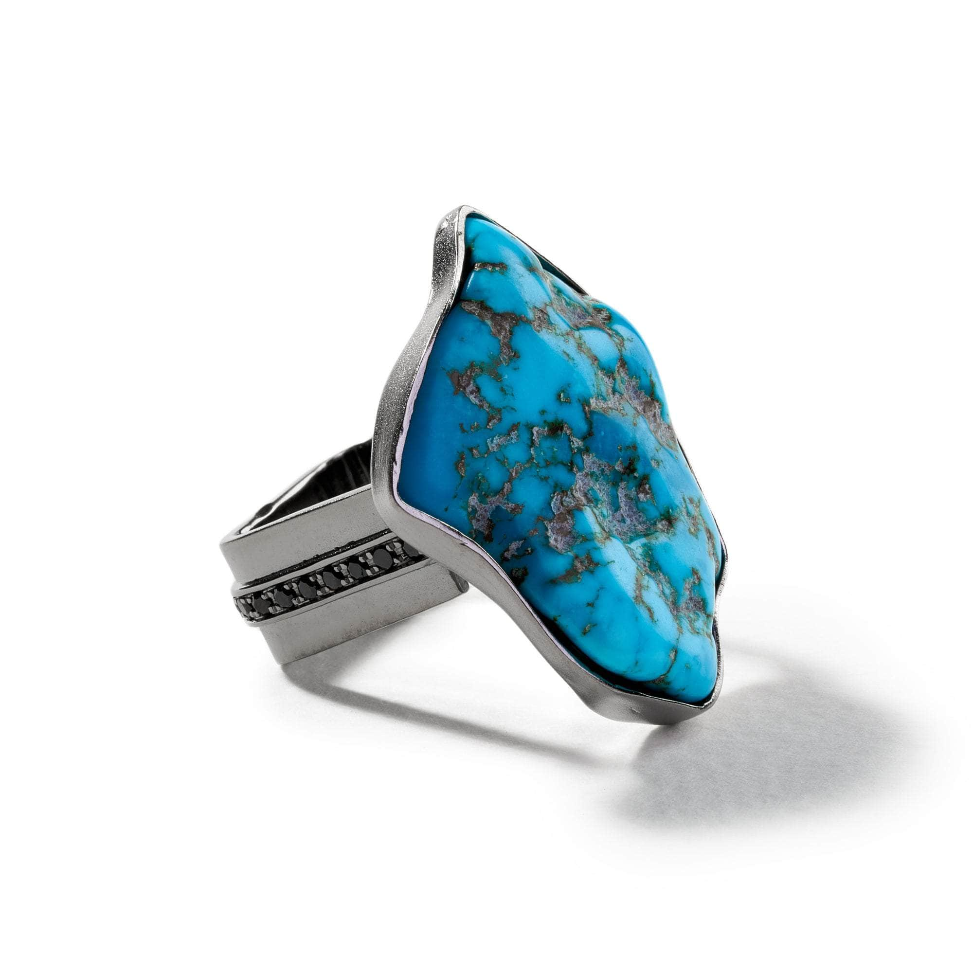 Soprano Rough Turquoise and Black Spinel Ring GERMAN KABIRSKI