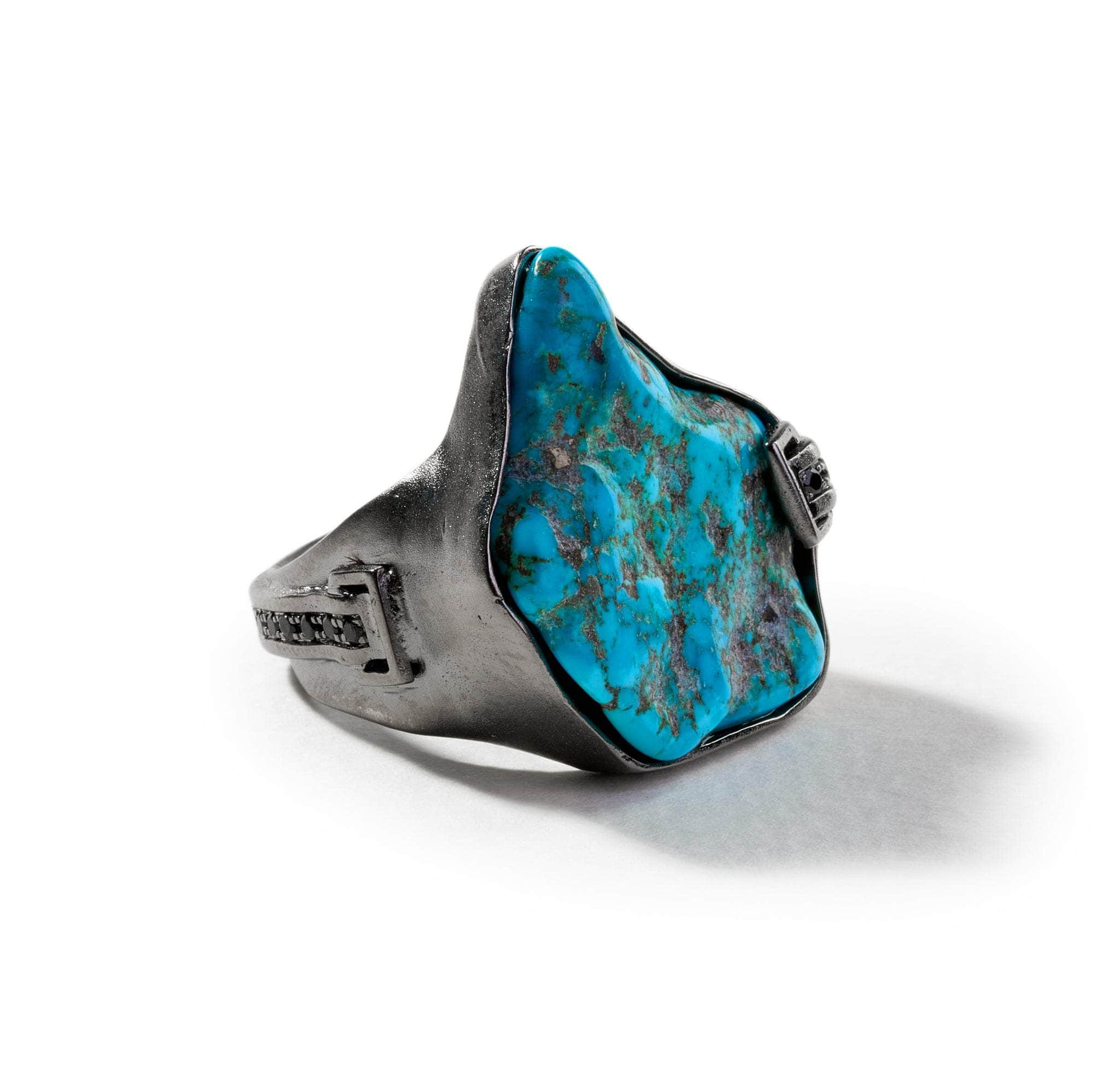 Evett Rough Turquoise and Black Spinel Ring GERMAN KABIRSKI