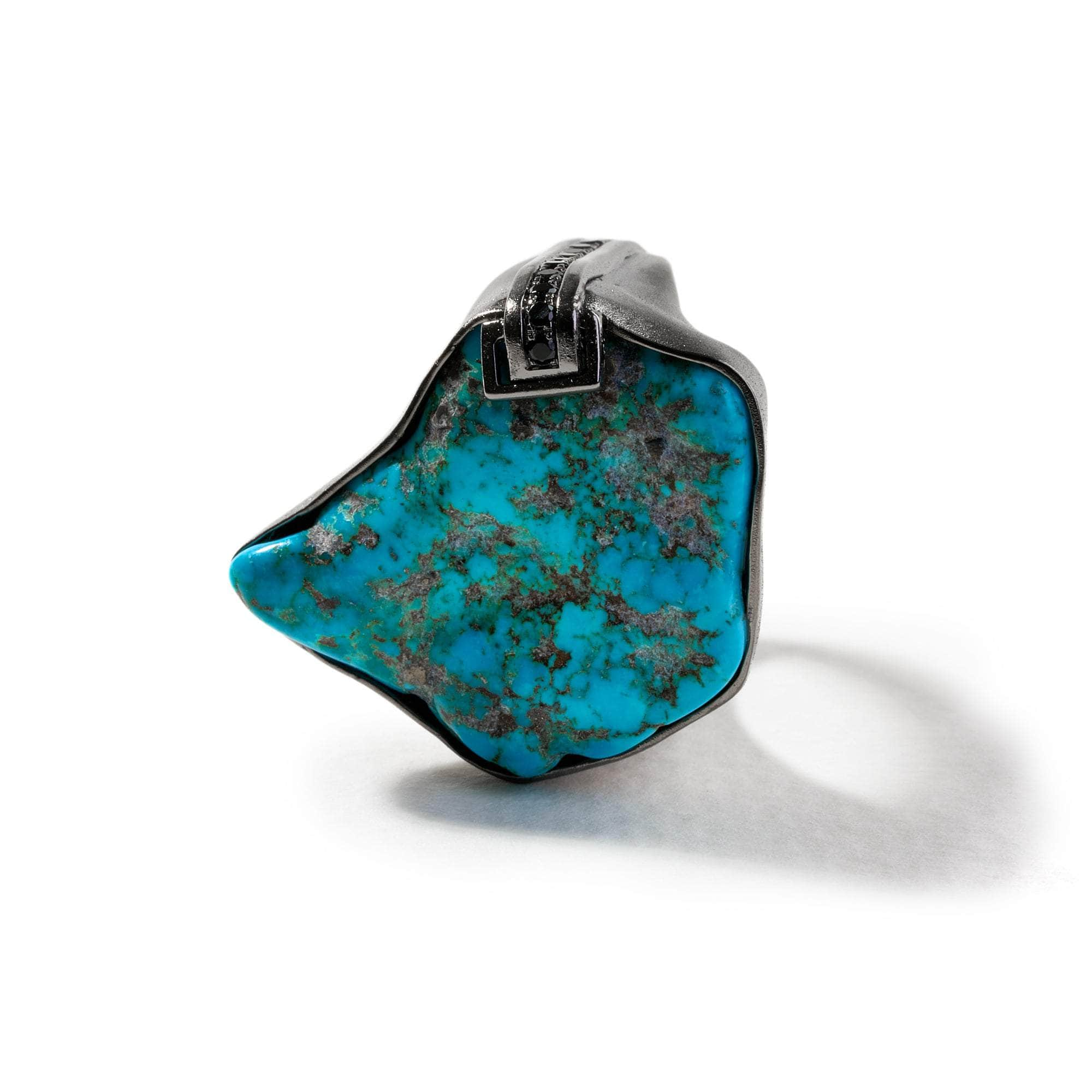 Evett Rough Turquoise and Black Spinel Ring GERMAN KABIRSKI