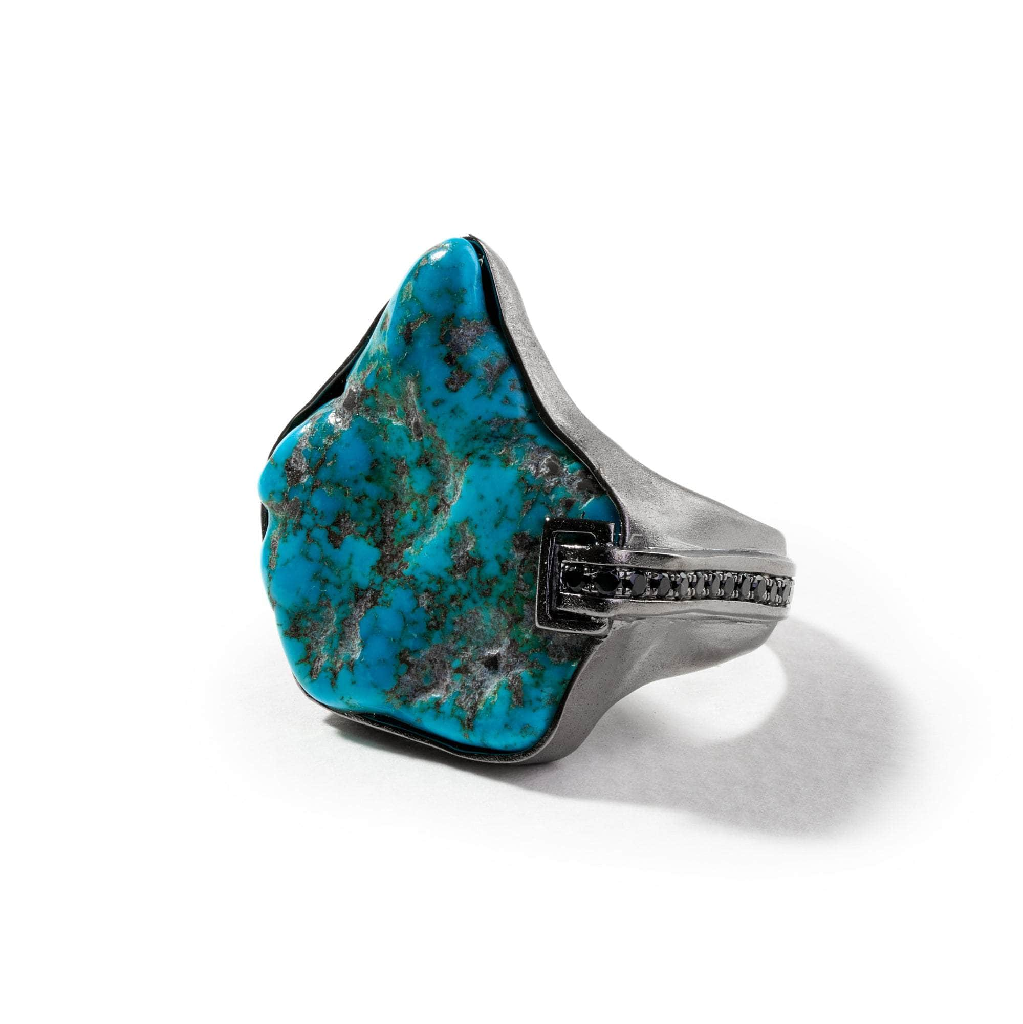 Evett Rough Turquoise and Black Spinel Ring GERMAN KABIRSKI