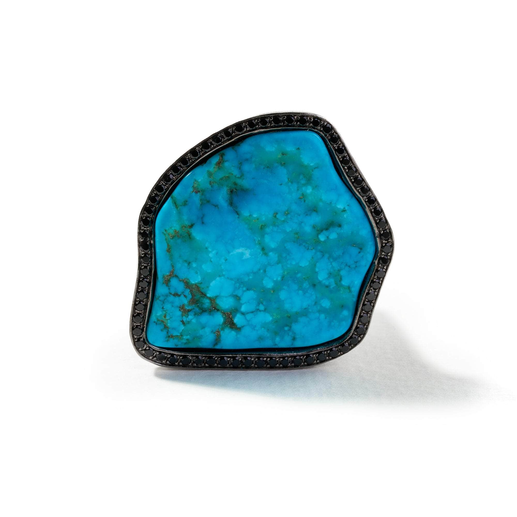 Editha Rough Turquoise and Black Spinel Ring GERMAN KABIRSKI