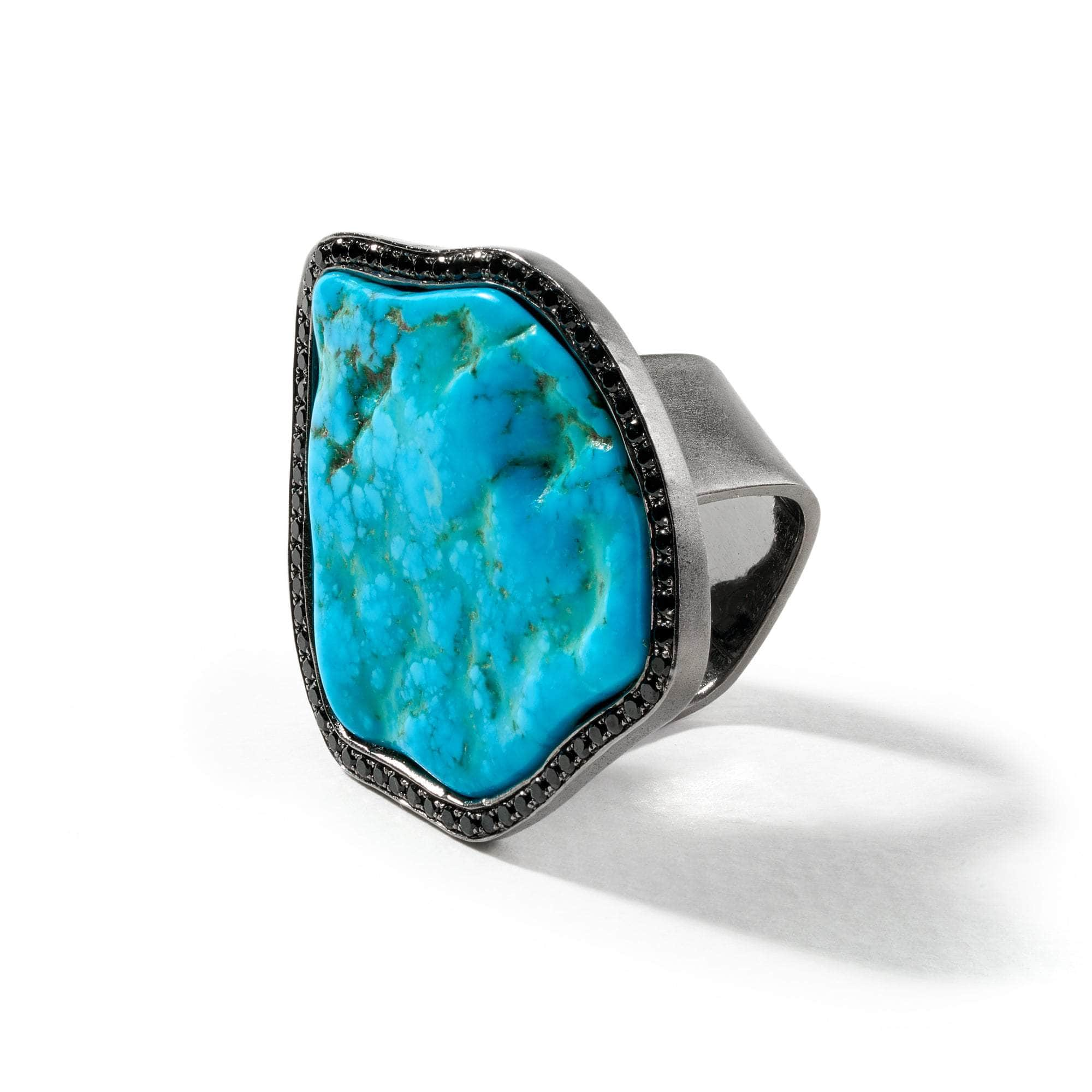 Editha Rough Turquoise and Black Spinel Ring GERMAN KABIRSKI