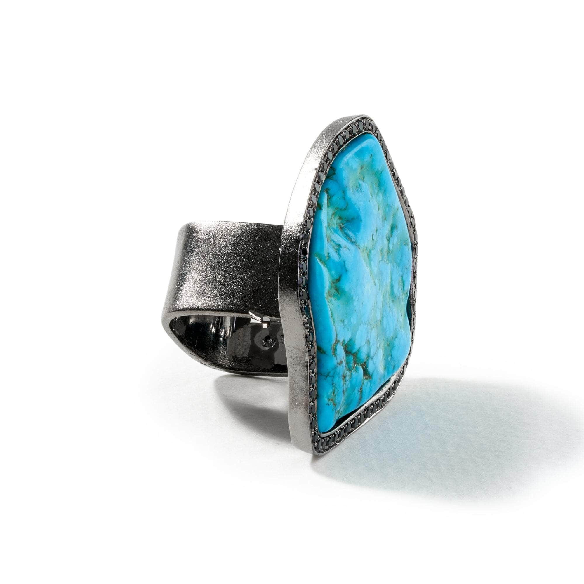 Editha Rough Turquoise and Black Spinel Ring GERMAN KABIRSKI