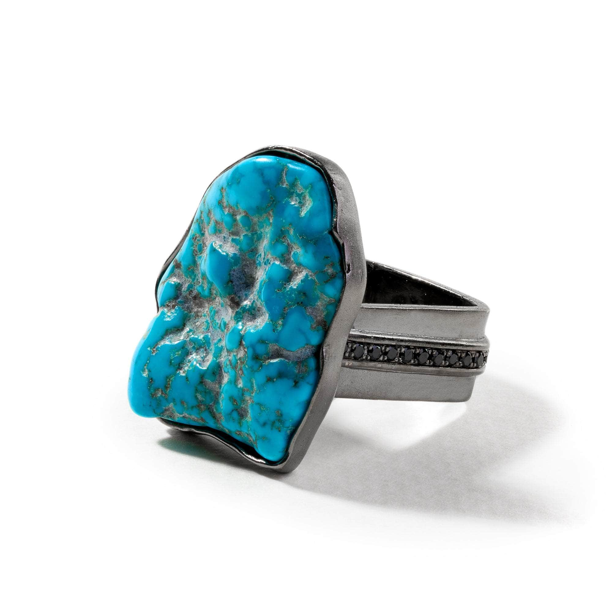 Operon Rough Turquoise and Black Spinel Ring GERMAN KABIRSKI