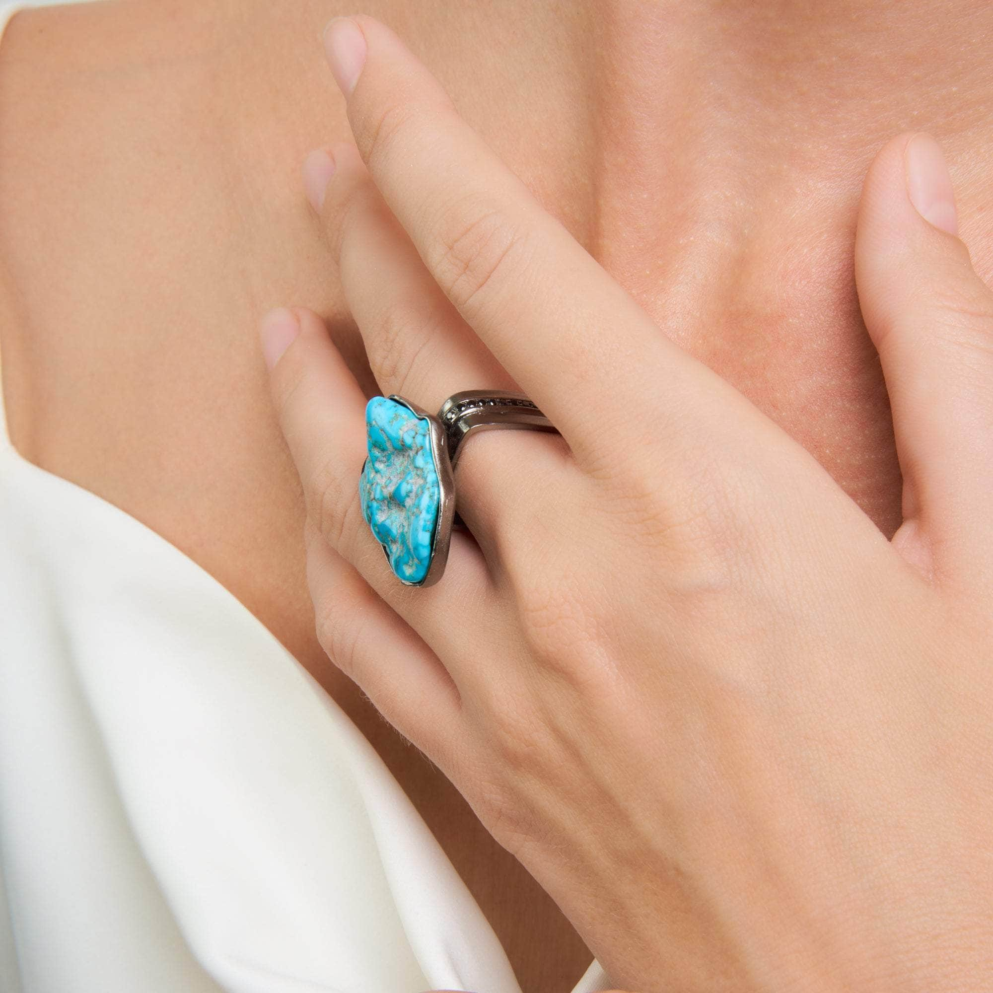 Operon Rough Turquoise and Black Spinel Ring GERMAN KABIRSKI