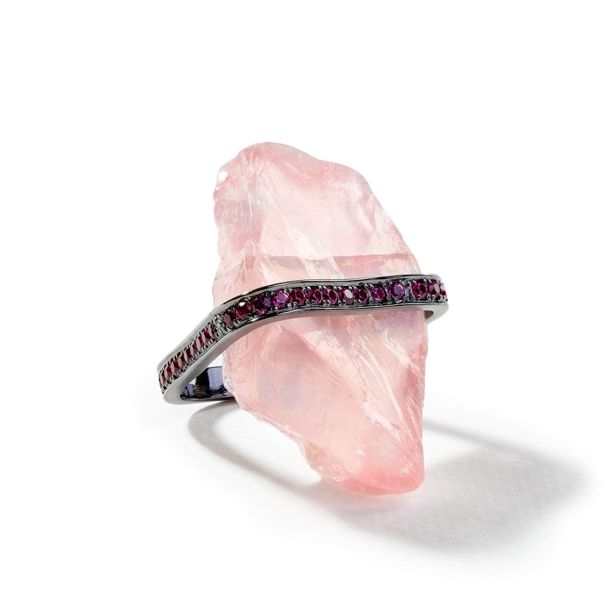 Rosell Rough Rose Quartz and Rhodolite Ring GERMAN KABIRSKI