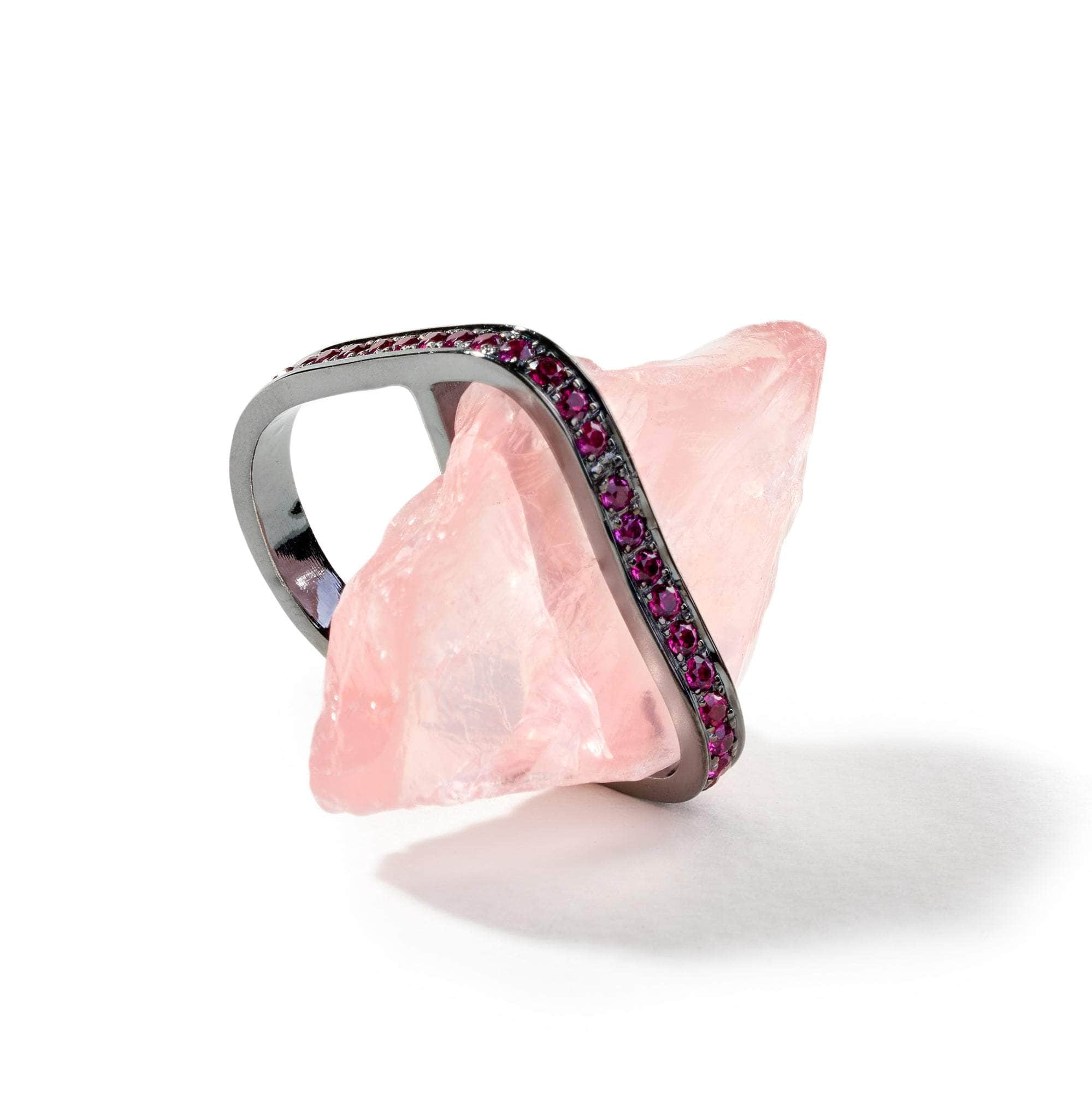 Rosell Rough Rose Quartz and Rhodolite Ring GERMAN KABIRSKI