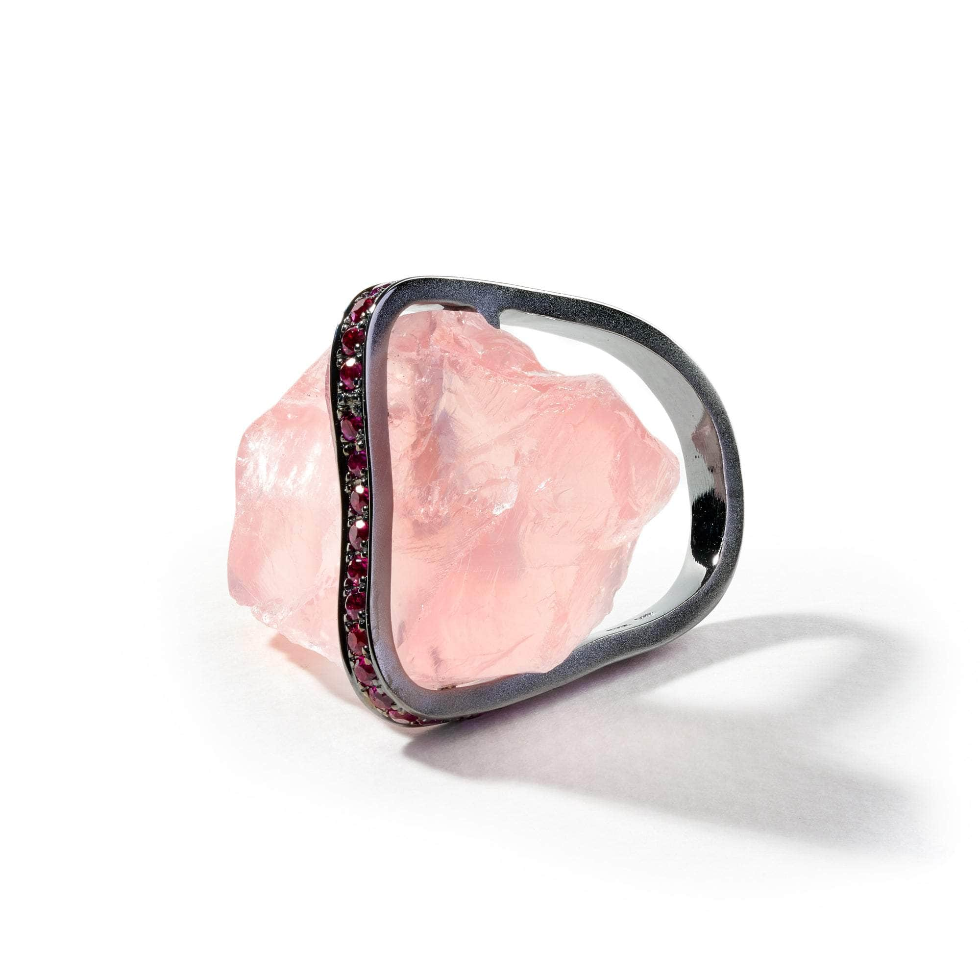 Rosell Rough Rose Quartz and Rhodolite Ring GERMAN KABIRSKI