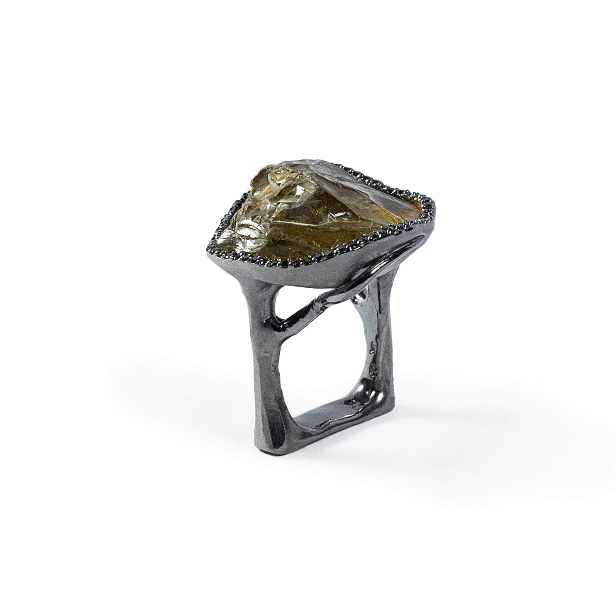 Guss Rough Citrine and Spinel Ring