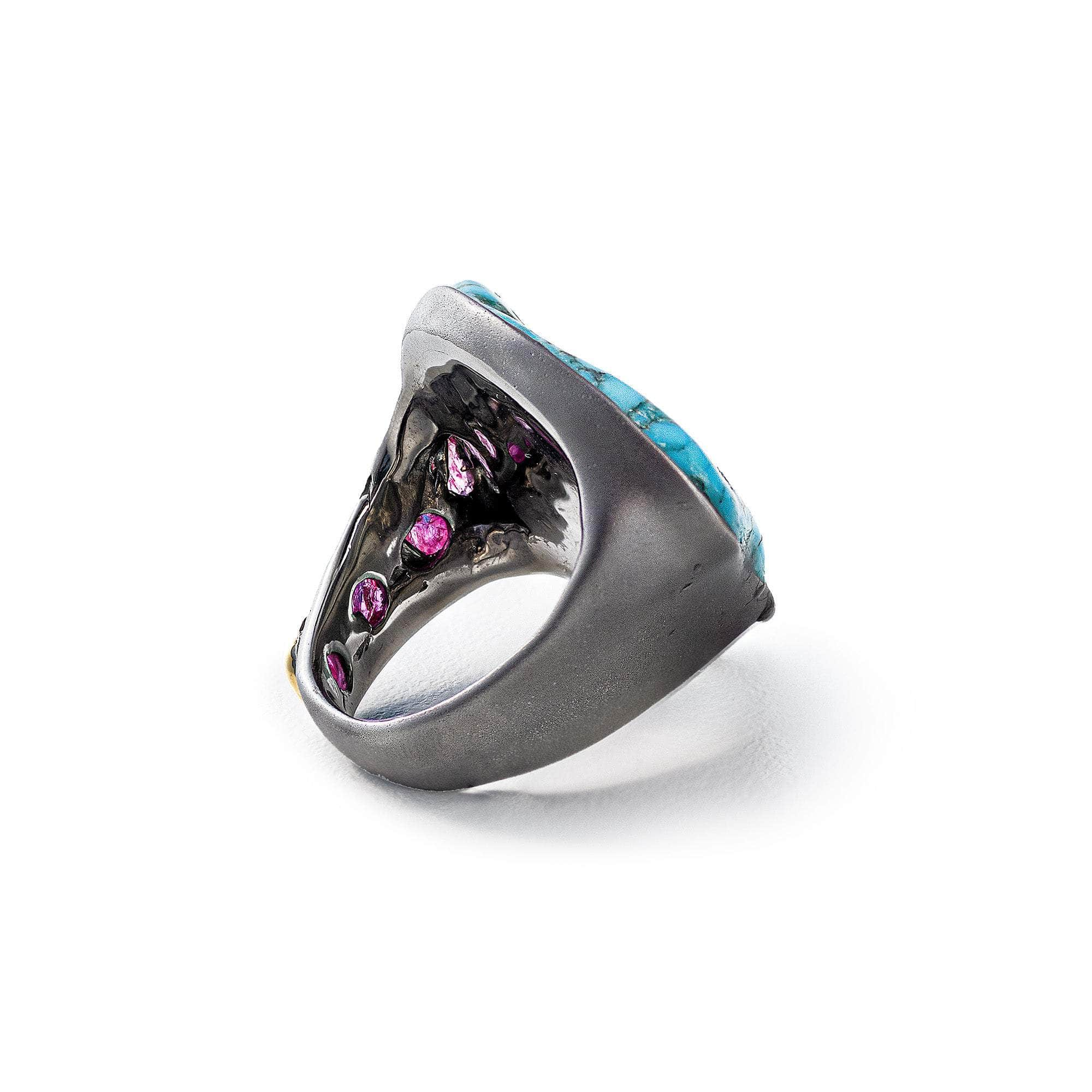 Odin Rough Turquoise and Rough Ruby Ring GERMAN KABIRSKI