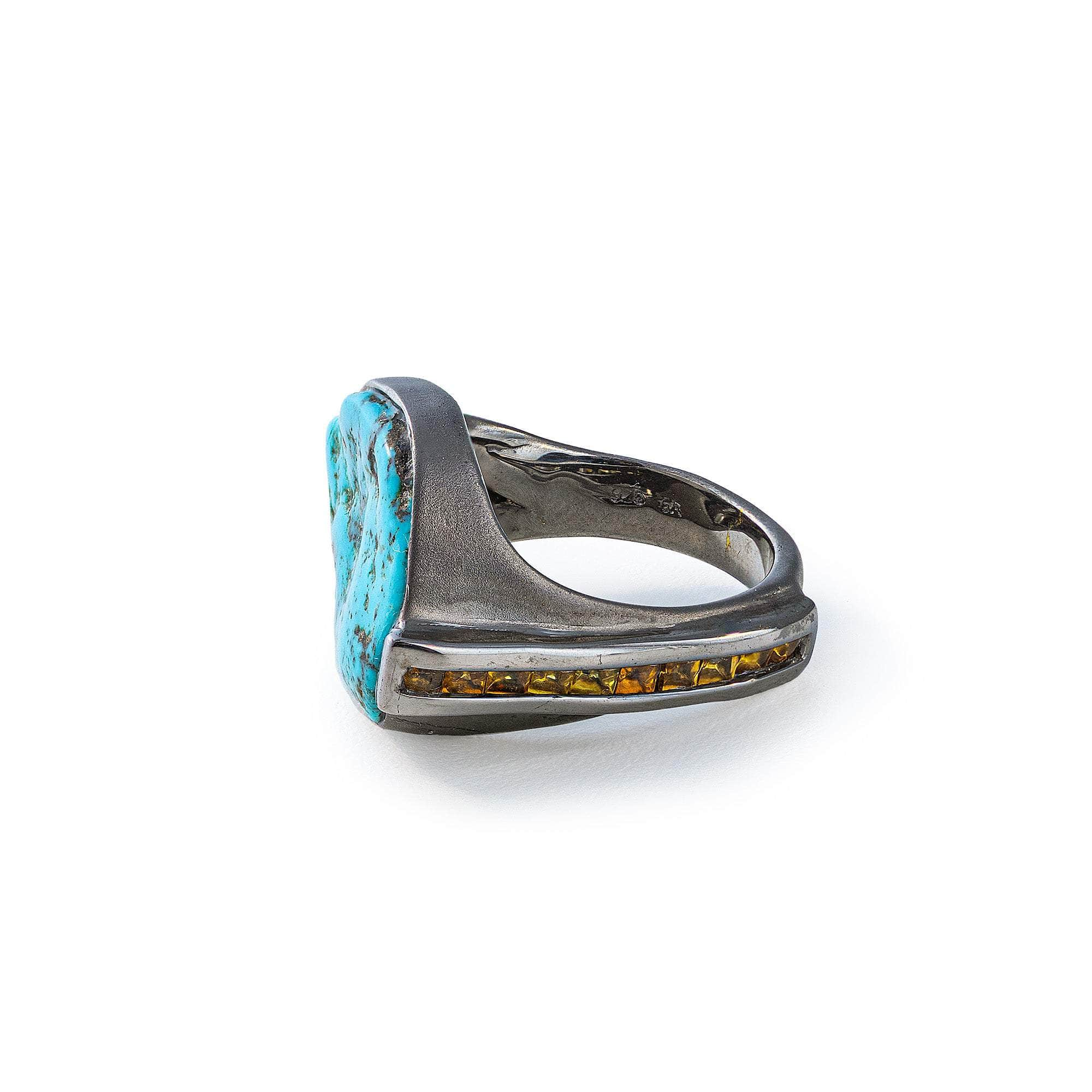 Durga Rough Turquoise and Yellow Sapphire Ring GERMAN KABIRSKI