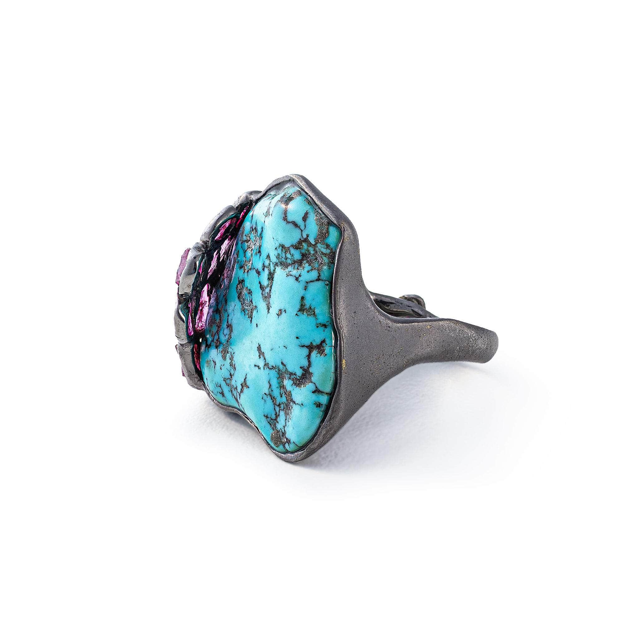 Enilli Rough Turquoise and Rough Ruby Ring GERMAN KABIRSKI