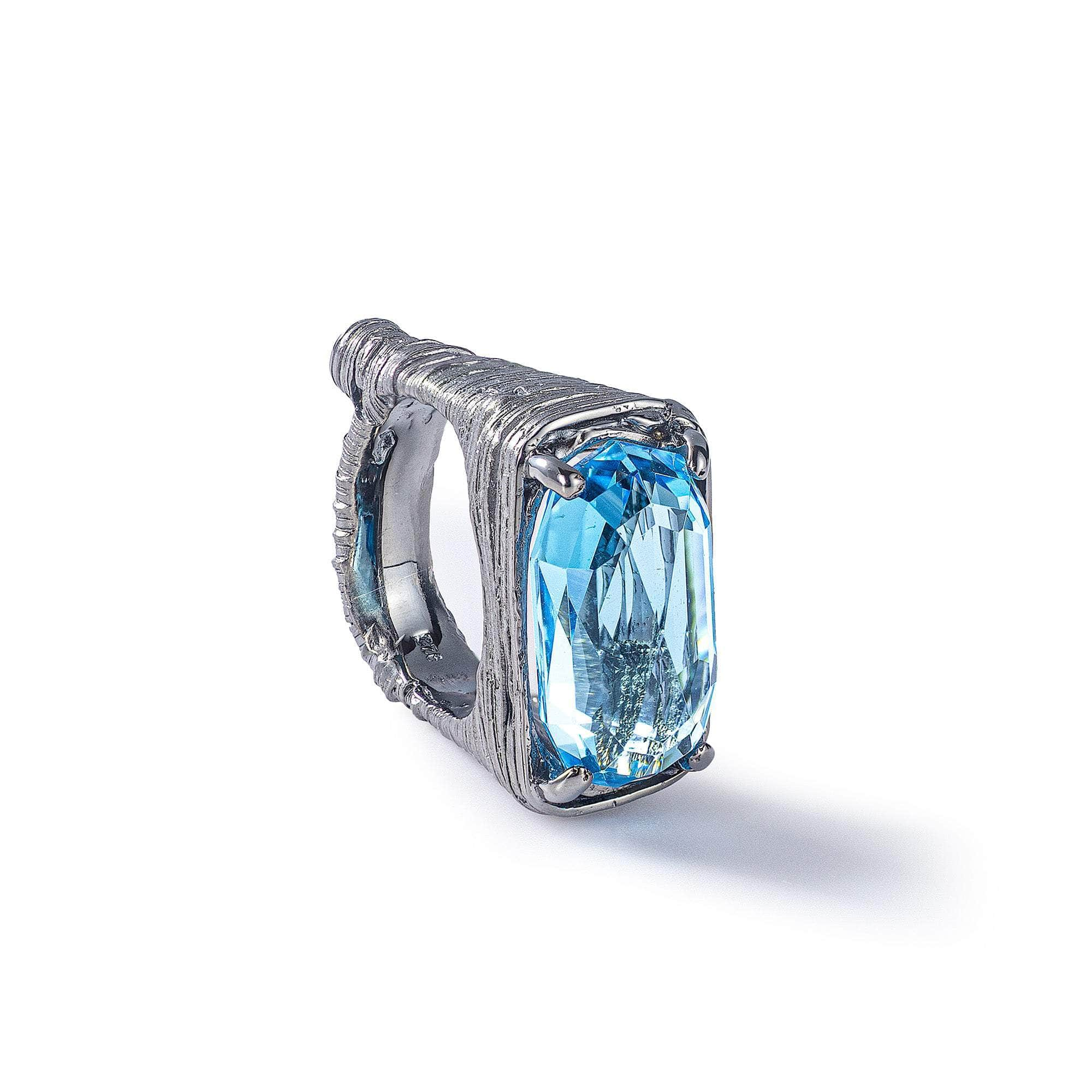 Ahura Blue Topaz and Black Spinel Ring GERMAN KABIRSKI