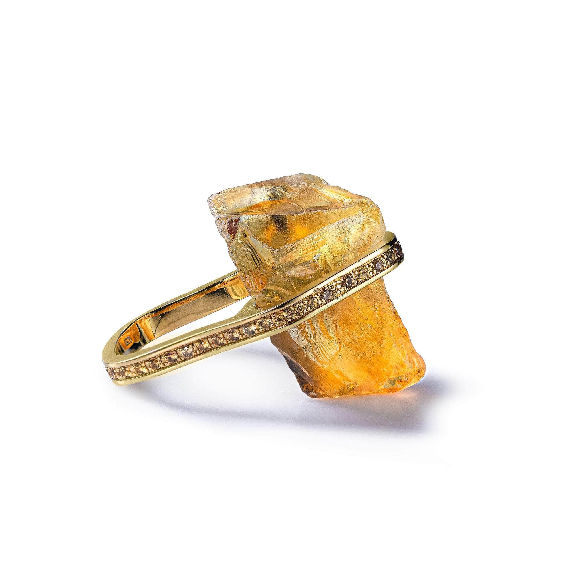 Tinia Rough Citrine and Yellow Sapphire Ring GERMAN KABIRSKI