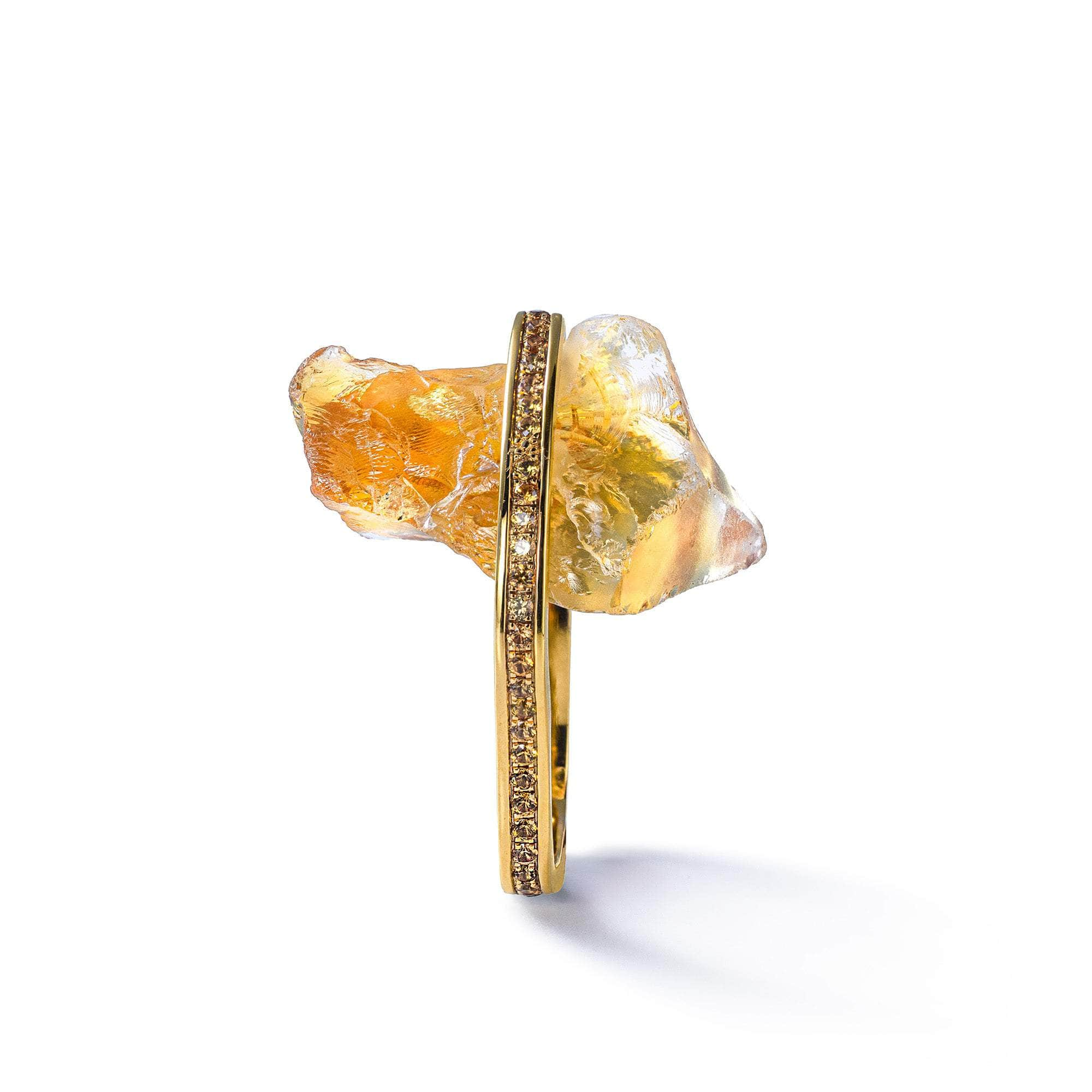 Tinia Rough Citrine and Yellow Sapphire Ring GERMAN KABIRSKI