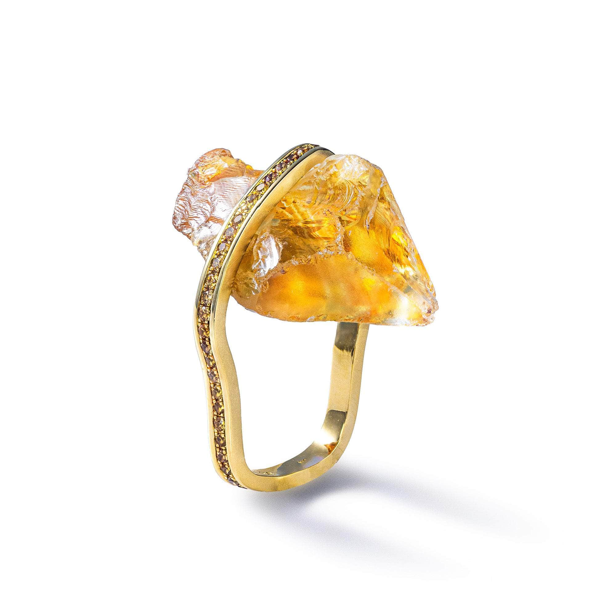 Tinia Rough Citrine and Yellow Sapphire Ring GERMAN KABIRSKI