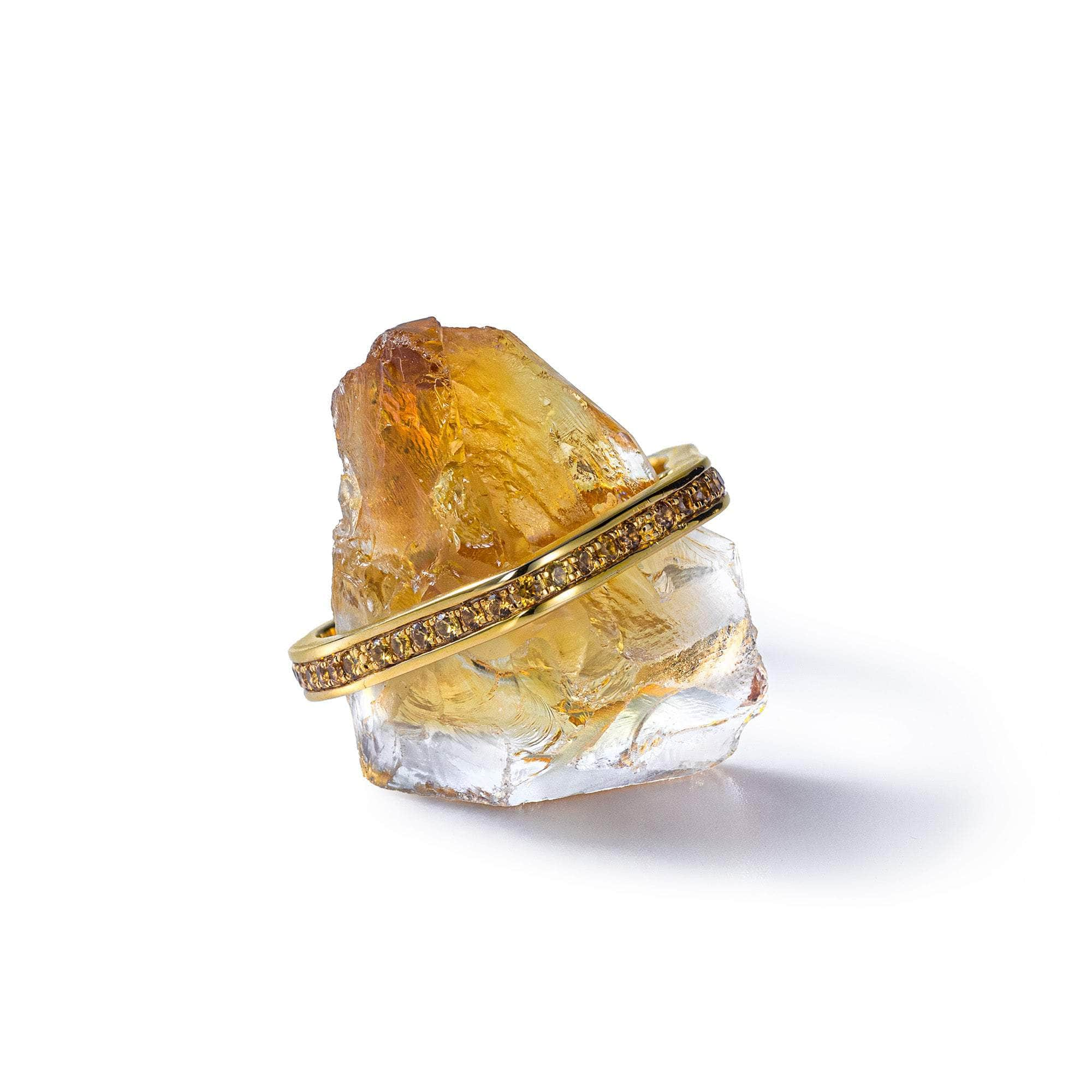 Tinia Rough Citrine and Yellow Sapphire Ring GERMAN KABIRSKI