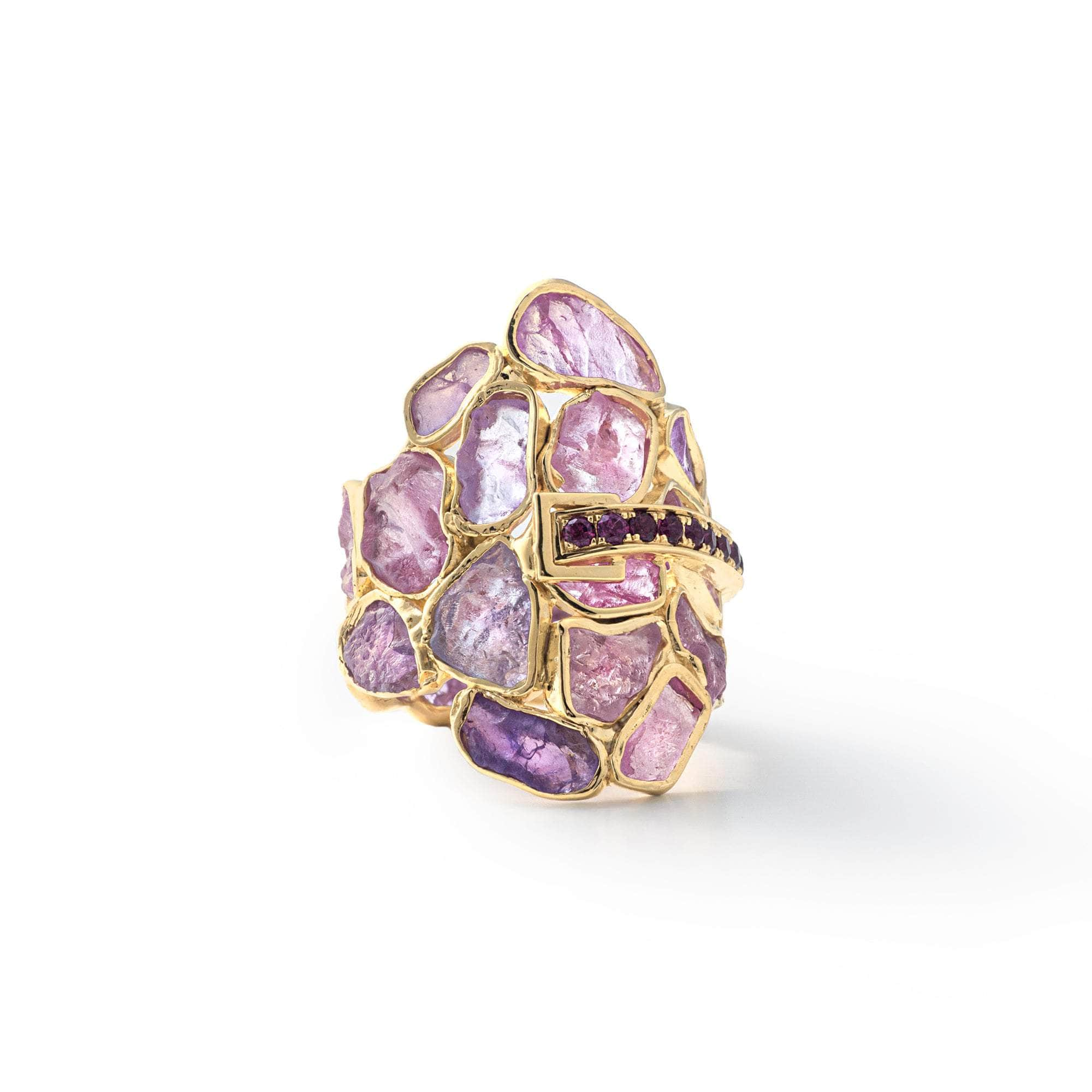 Hichel Rough Pink Sapphire and Rhodolite Ring GERMAN KABIRSKI