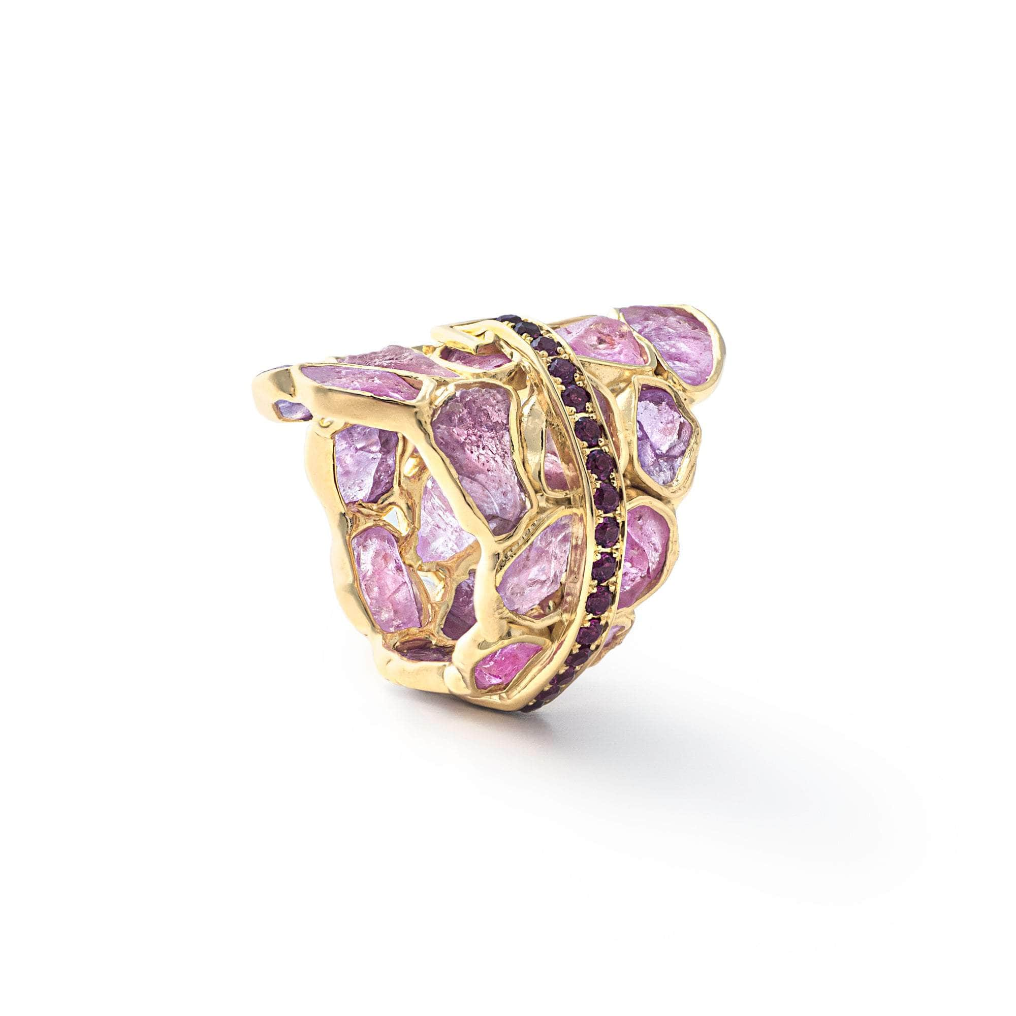 Hichel Rough Pink Sapphire and Rhodolite Ring GERMAN KABIRSKI