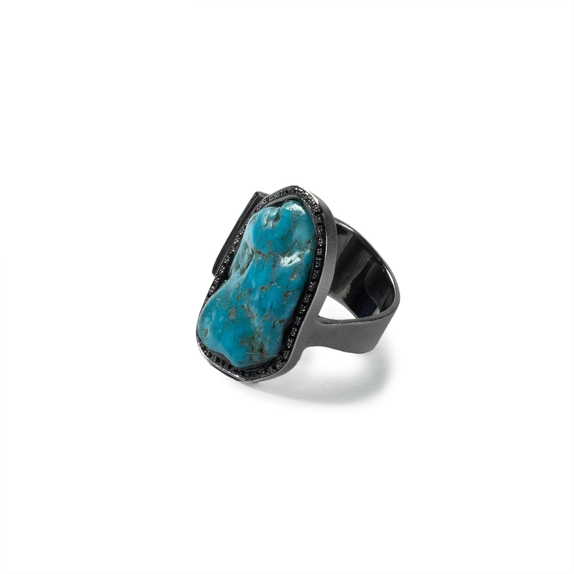 Hara Rough Turquoise and Spinel Ring GERMAN KABIRSKI