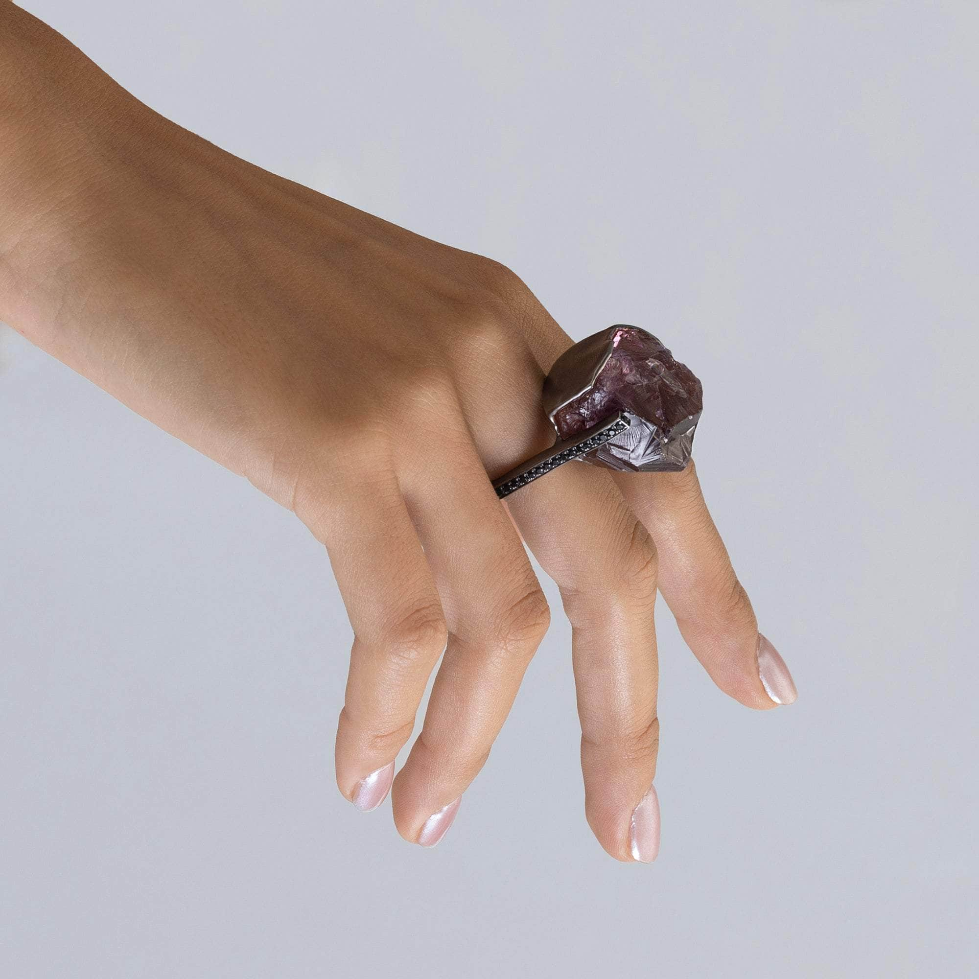 Kara Rough Amethyst and Spinel Ring GERMAN KABIRSKI