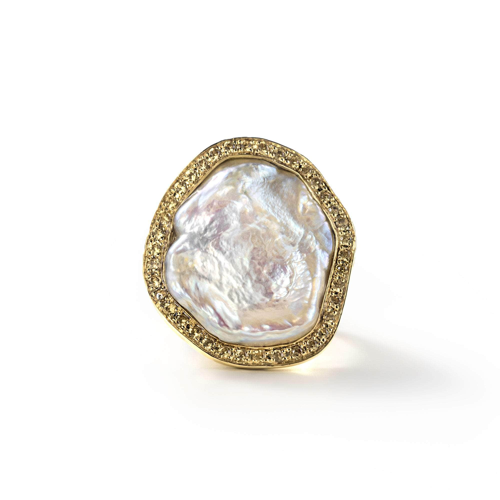 Sihri Baroque Pearl and Yellow Sapphire Ring GERMAN KABIRSKI