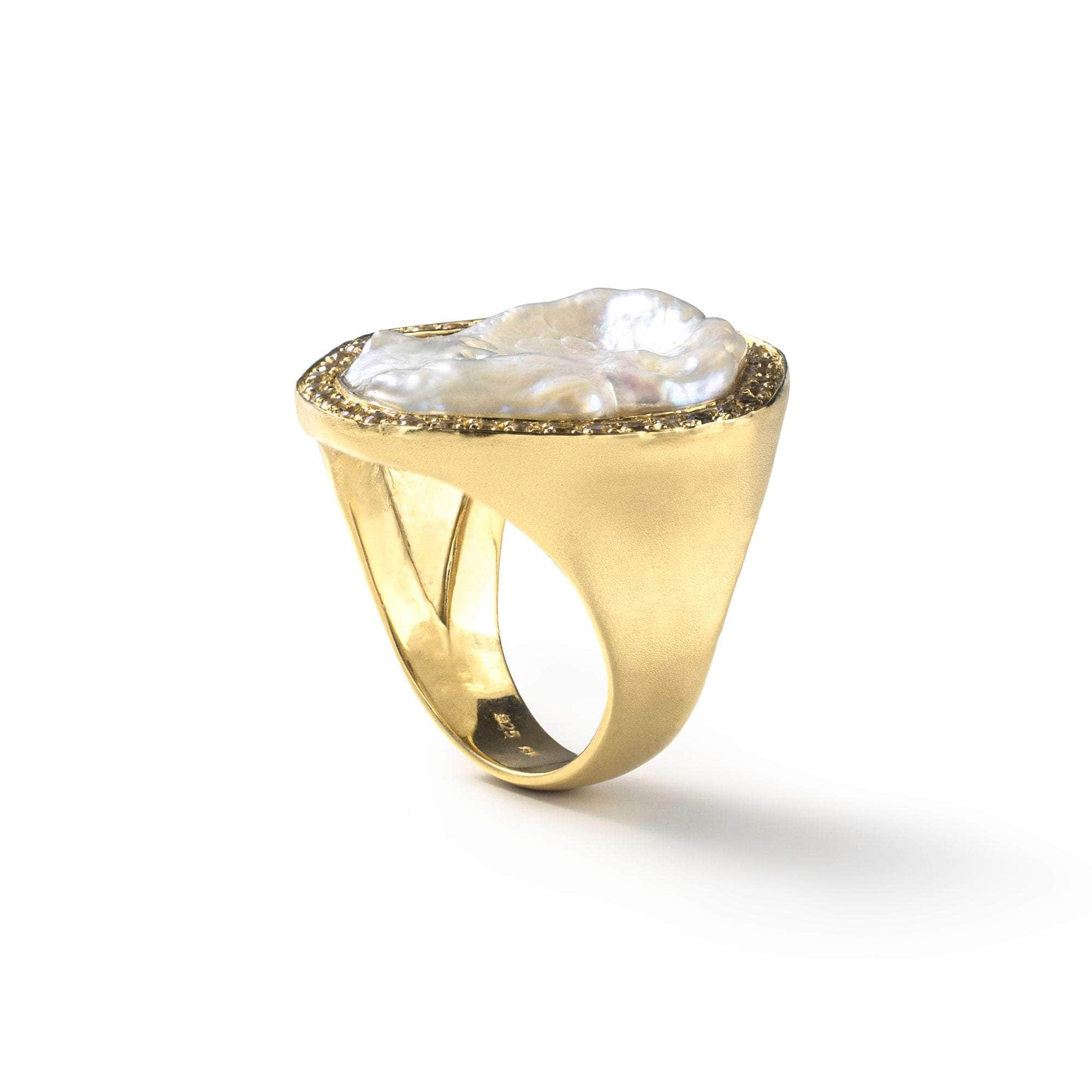 Sihri Baroque Pearl and Yellow Sapphire Ring GERMAN KABIRSKI