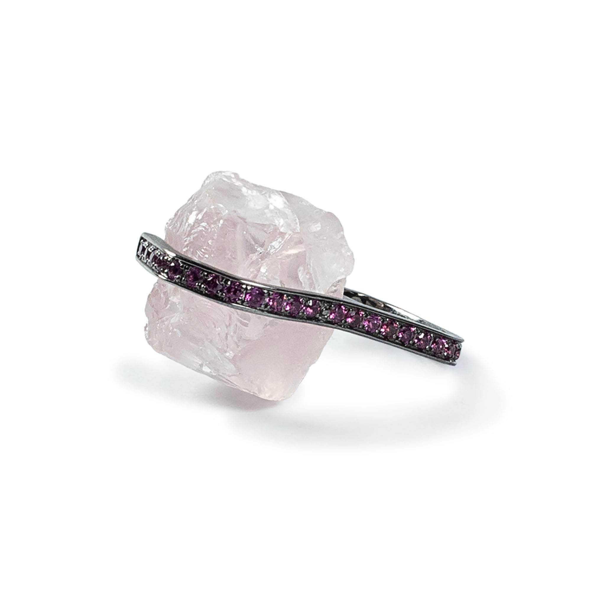 Wardi Rough Rose Quartz and Rhodolite Ring GERMAN KABIRSKI