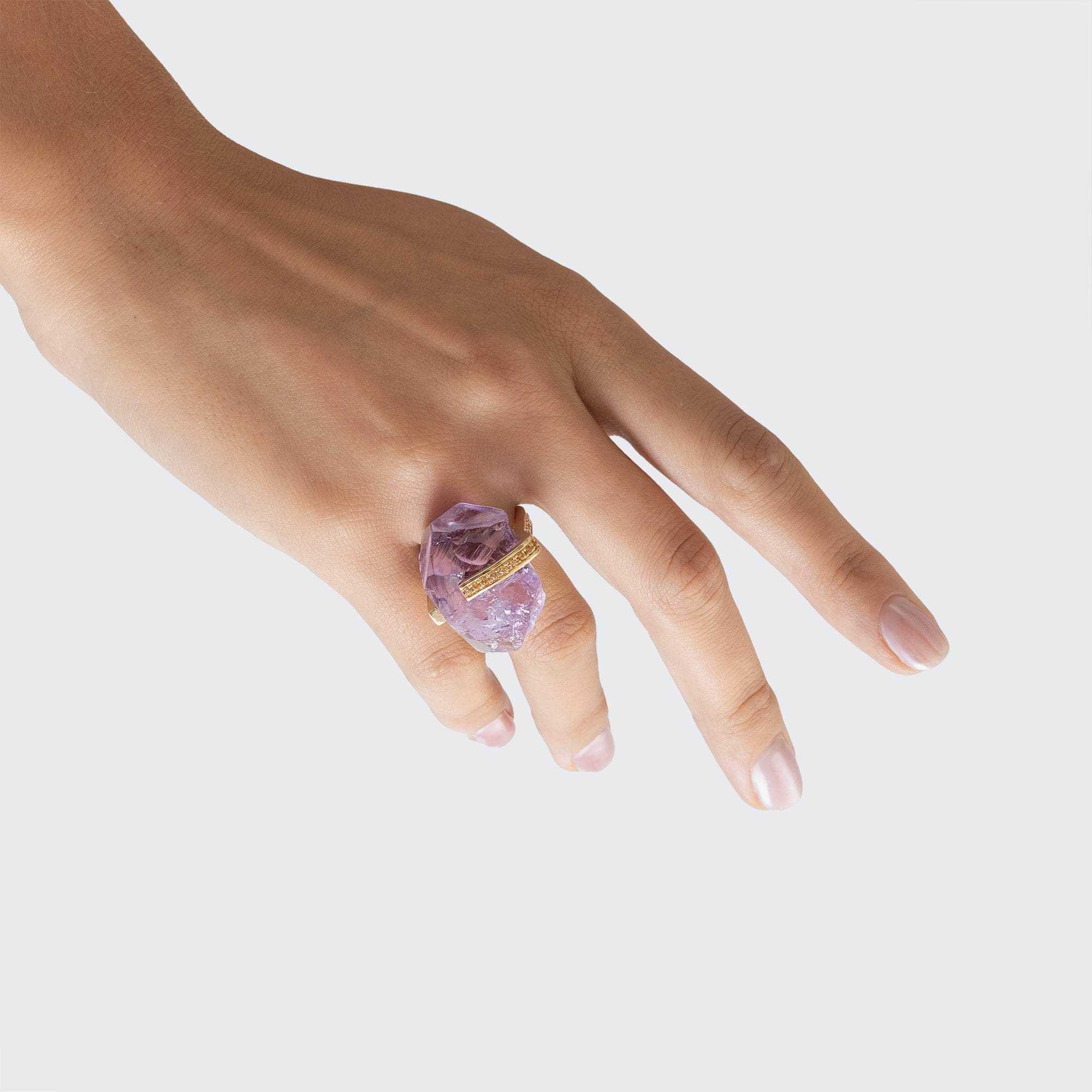 Kulta Rough Amethyst and Sapphire Ring GERMAN KABIRSKI