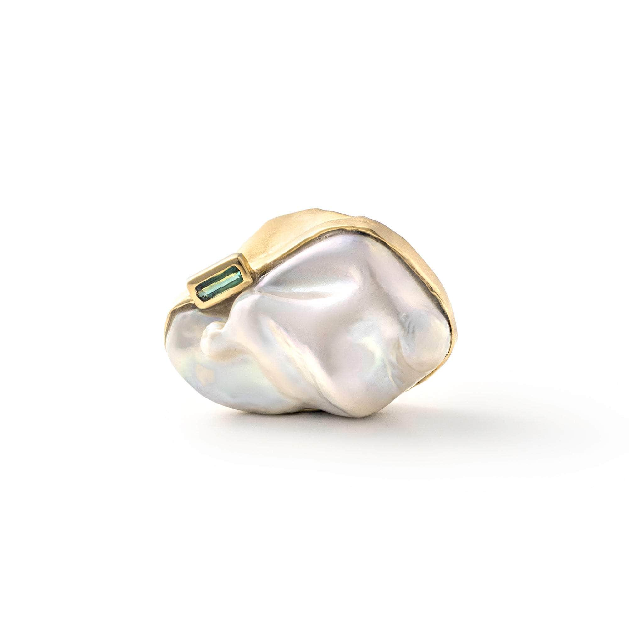 Lavas Baroque Pearl and Green Tourmaline Ring GERMAN KABIRSKI