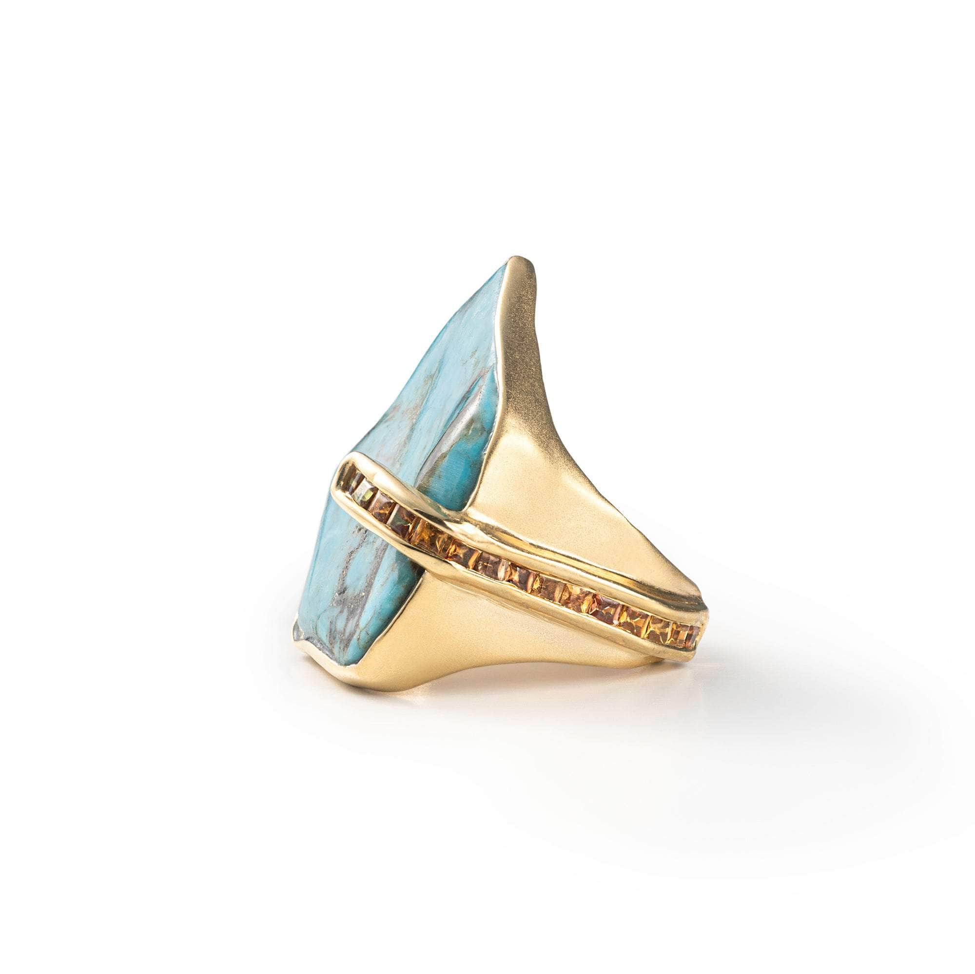 Mizu Rough Turquoise and Mixed Sapphire Ring GERMAN KABIRSKI