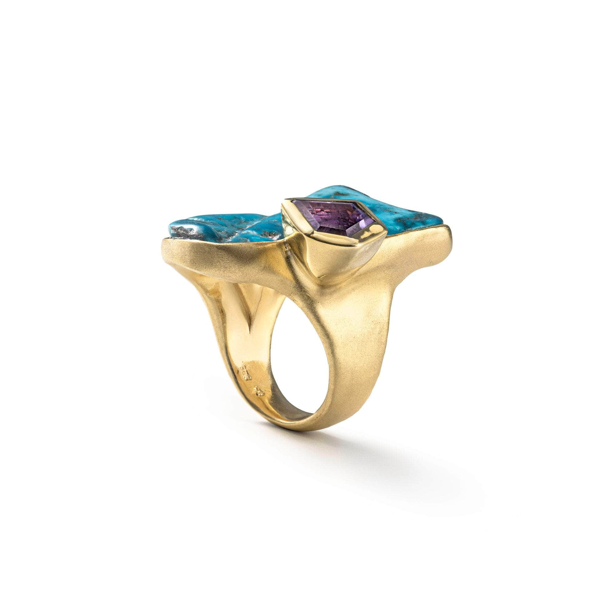 Jorde Rough Turquoise and Amethyst Ring GERMAN KABIRSKI