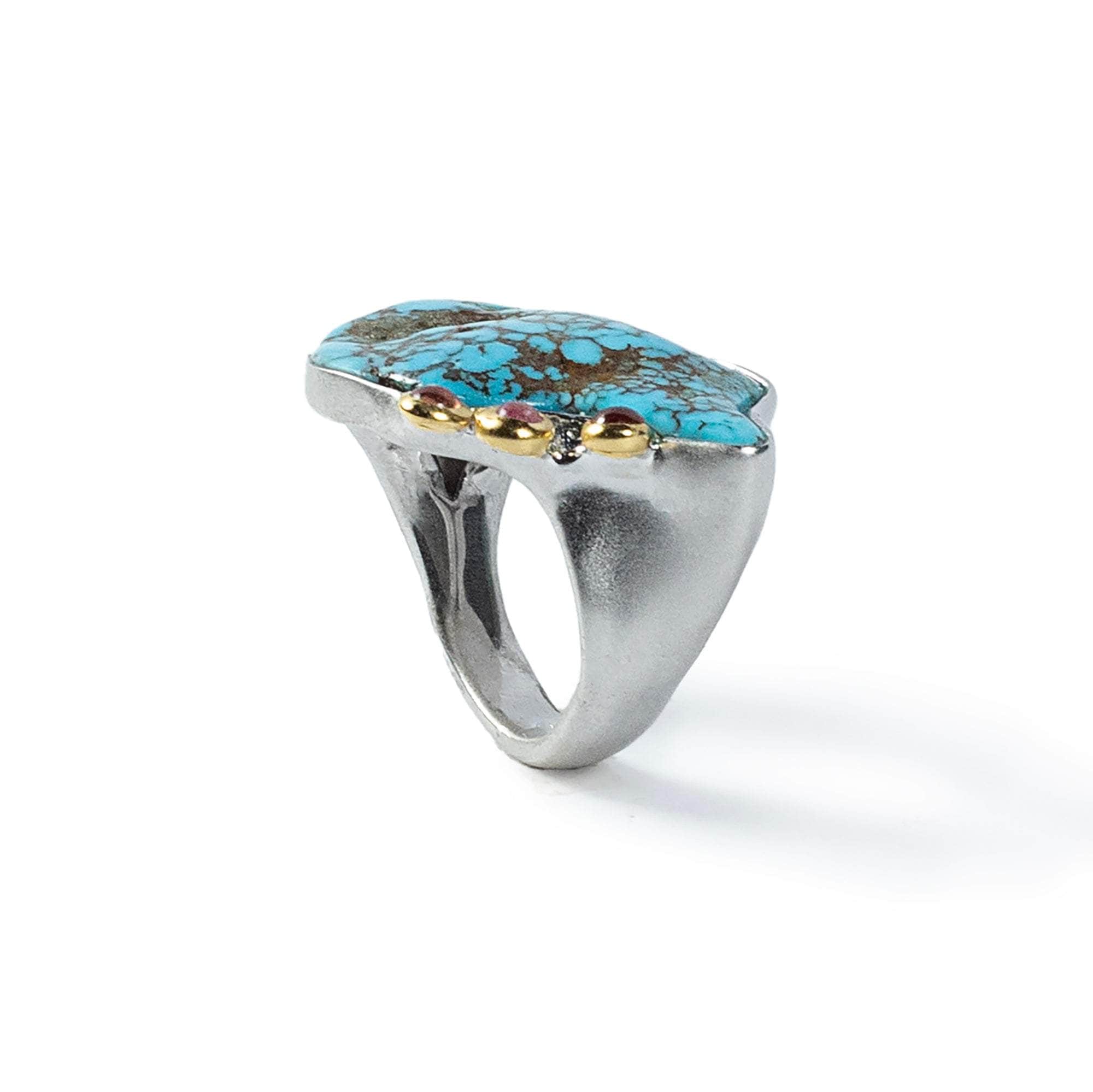 Aakash Rough Turquoise and Sapphire Ring